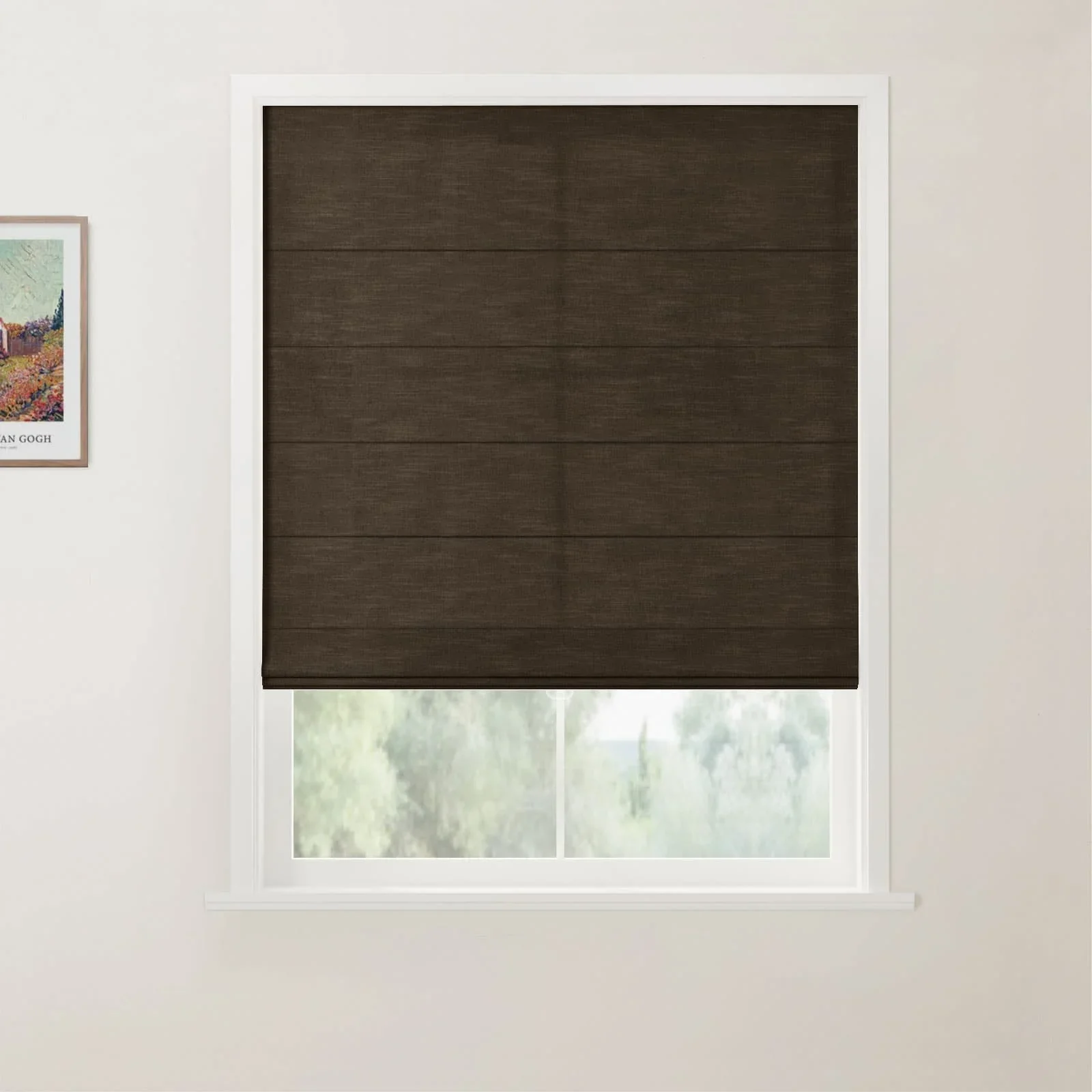 TWOPAGES Jawara Linen Cotton Back Slat Roman Shades Cordless - Image 30