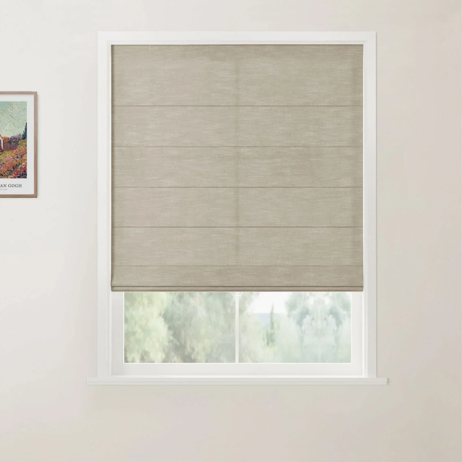 TWOPAGES Jawara Linen Cotton Back Slat Roman Shades Cordless - Image 5