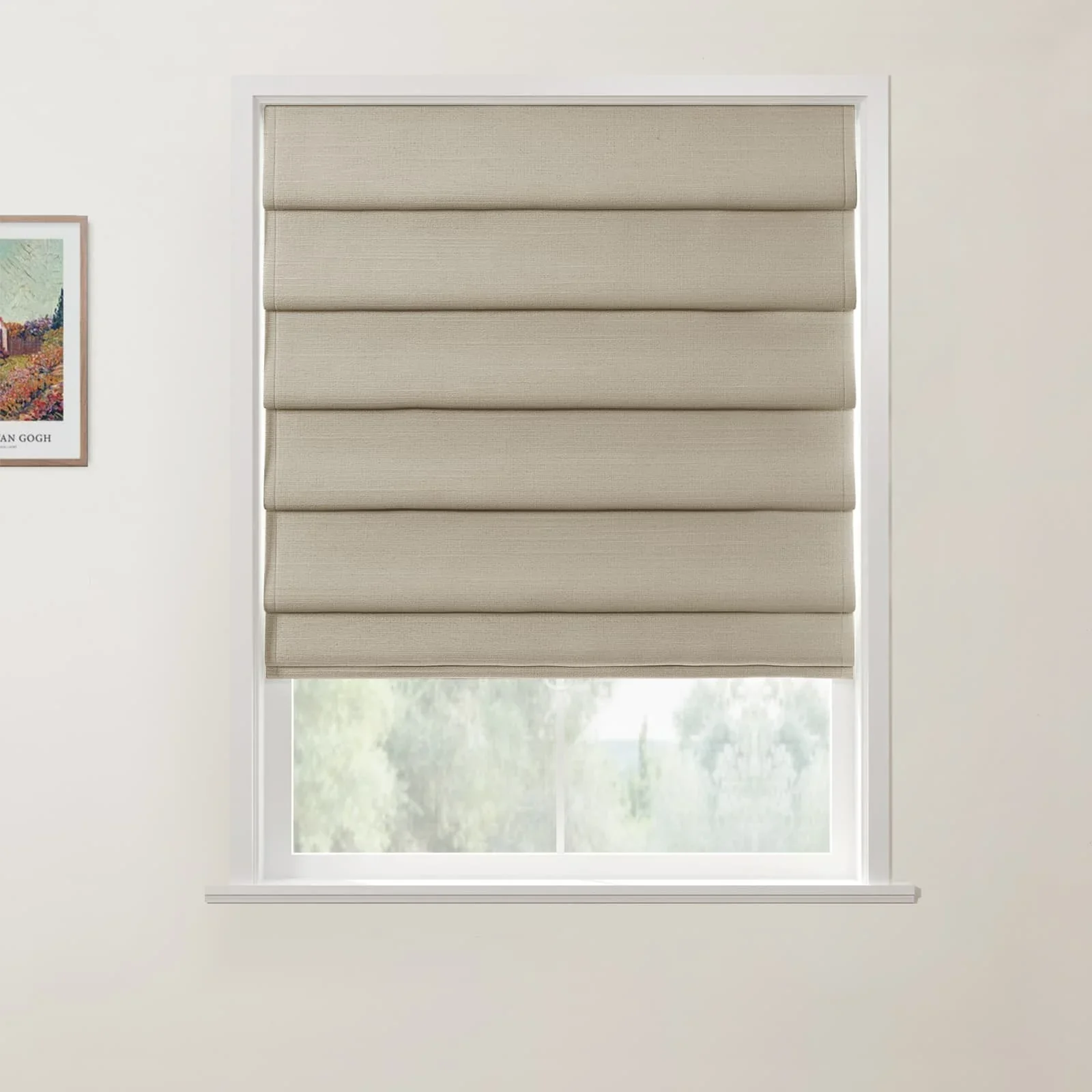 Jawara Linen Cotton Deco Fold Roman Shade Cordless - Image 13
