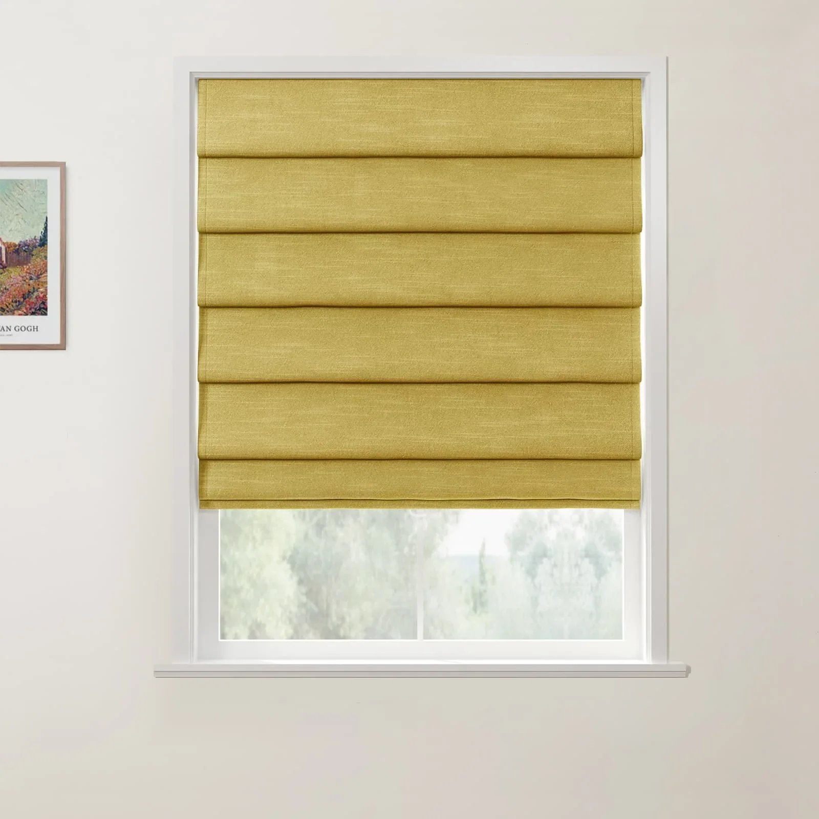 Jawara Linen Cotton Deco Fold Roman Shade Cordless - Image 22