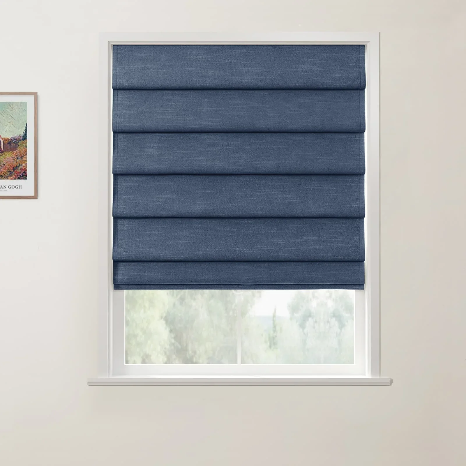 Jawara Linen Cotton Deco Fold Roman Shade Cordless - Image 27