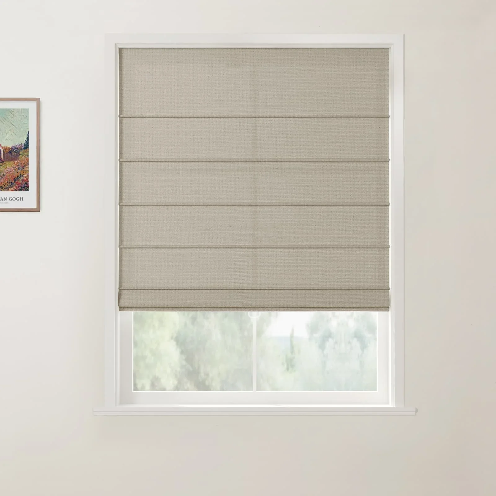 Jawara Linen Cotton Front Slat Roman Shade Cordless - Image 13