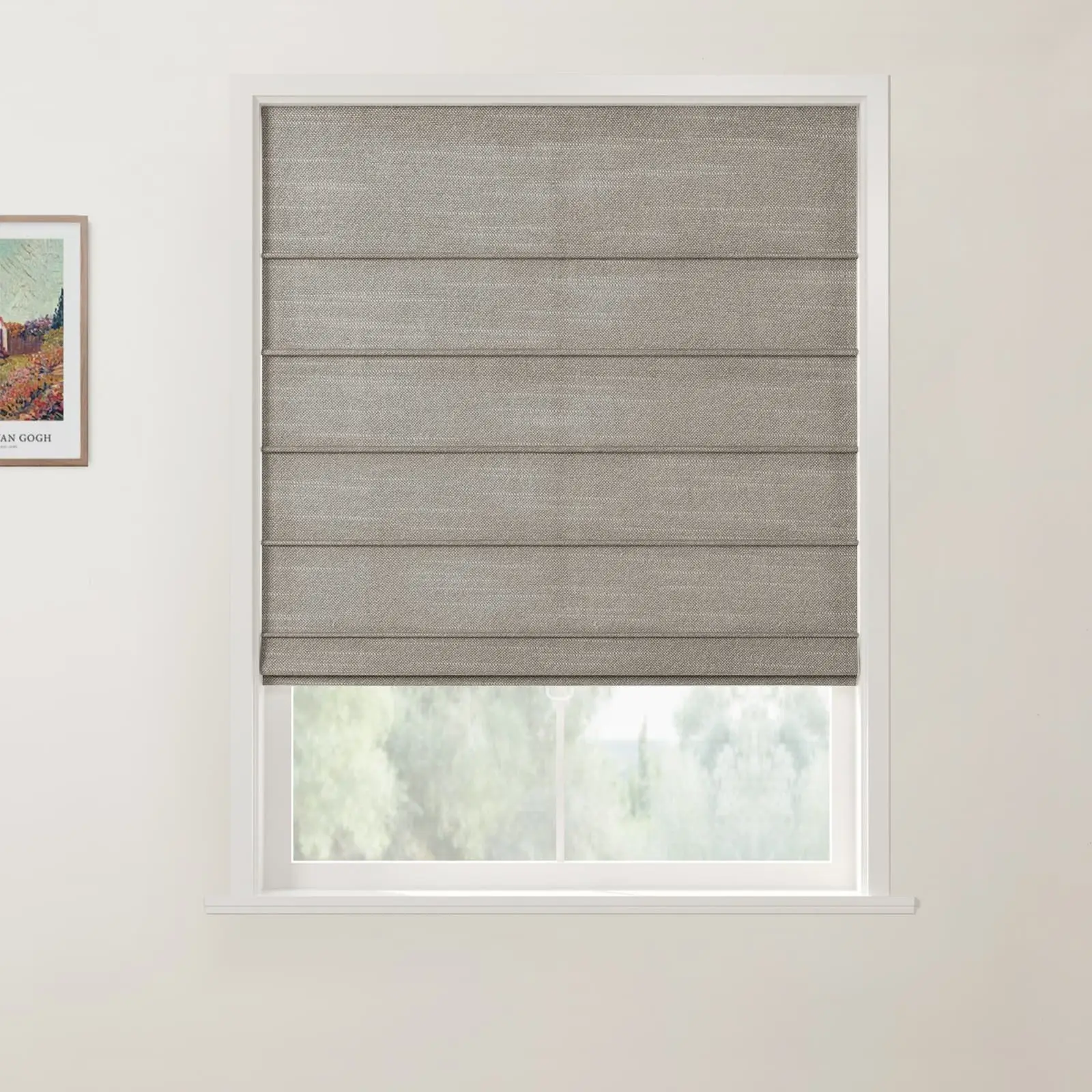 Jawara Linen Cotton Front Slat Roman Shade Cordless - Image 14