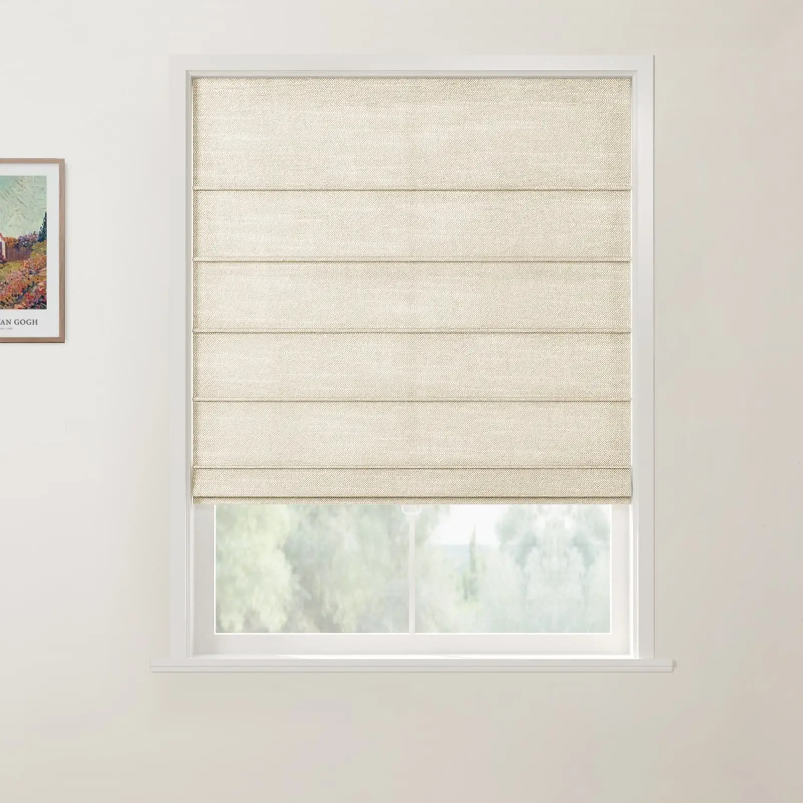 Jawara Linen Cotton Front Slat Roman Shade Cordless - Image 17