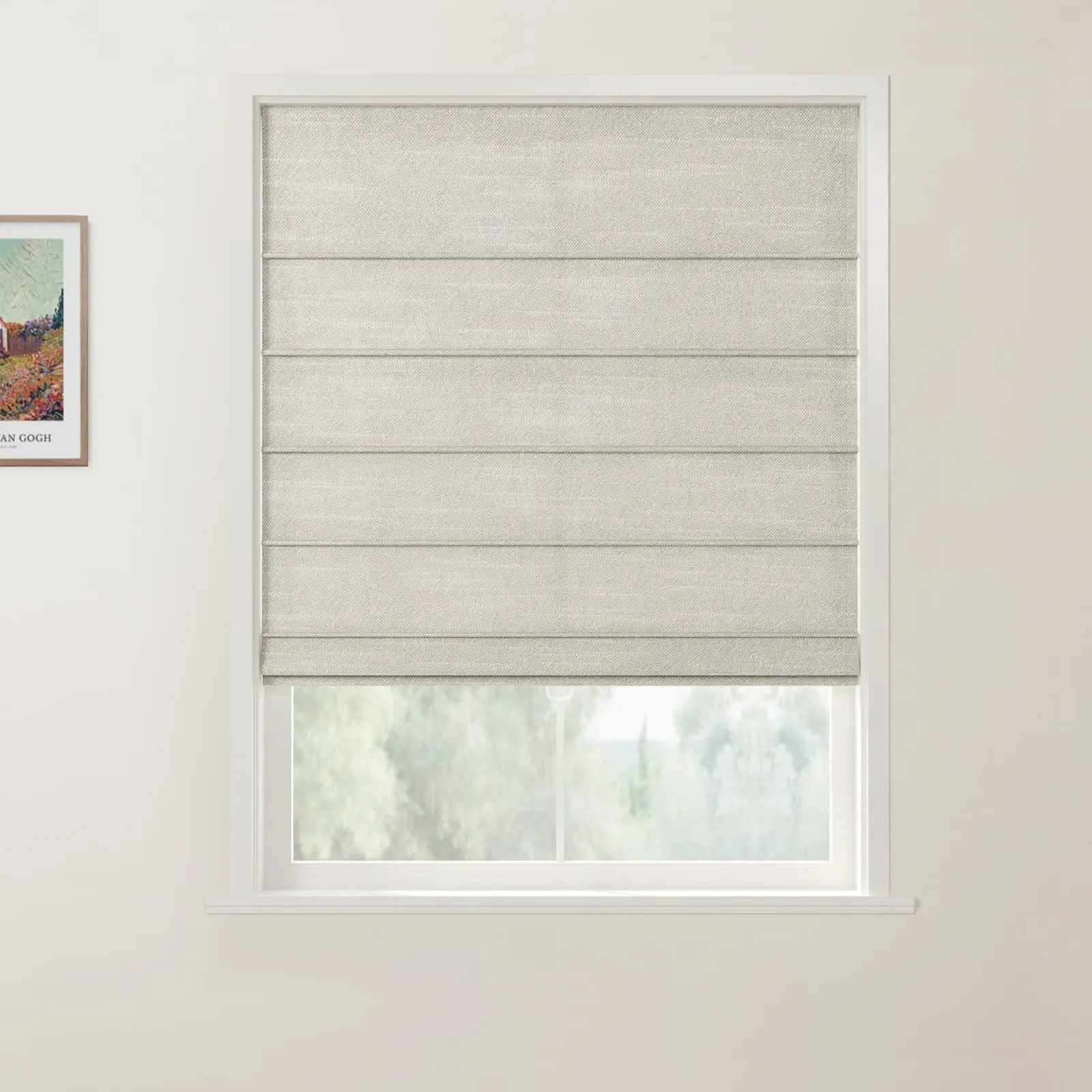 Jawara Linen Cotton Front Slat Roman Shade Cordless - Image 18