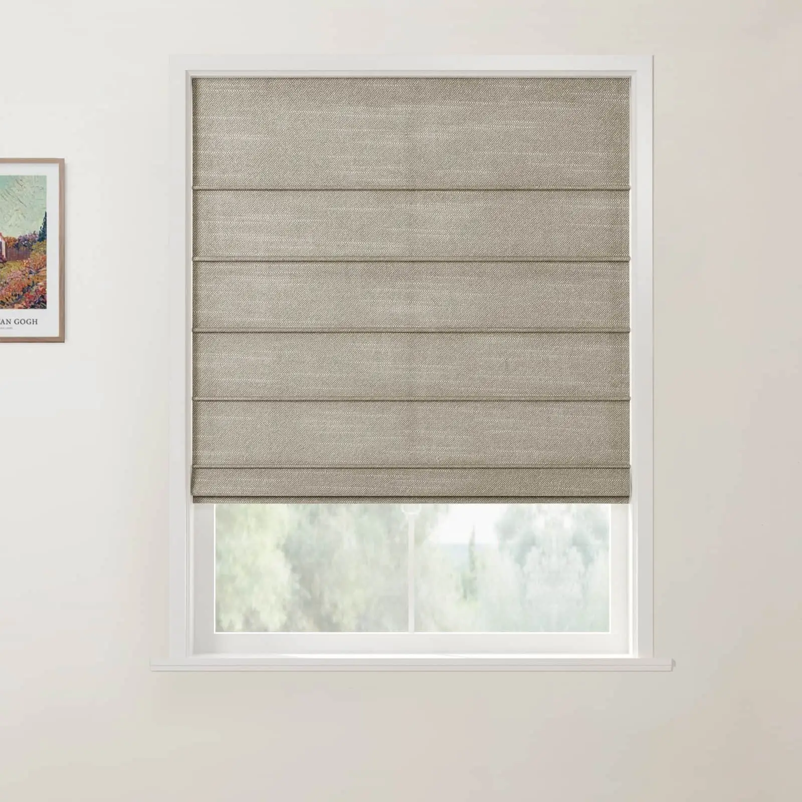 Jawara Linen Cotton Front Slat Roman Shade Cordless - Image 19