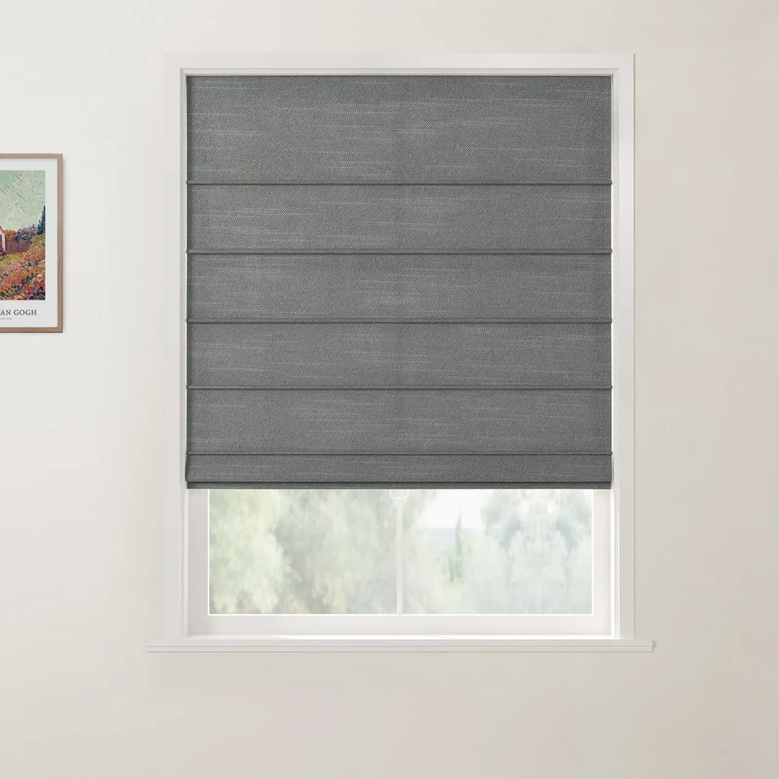 Jawara Linen Cotton Front Slat Roman Shade Cordless - Image 20