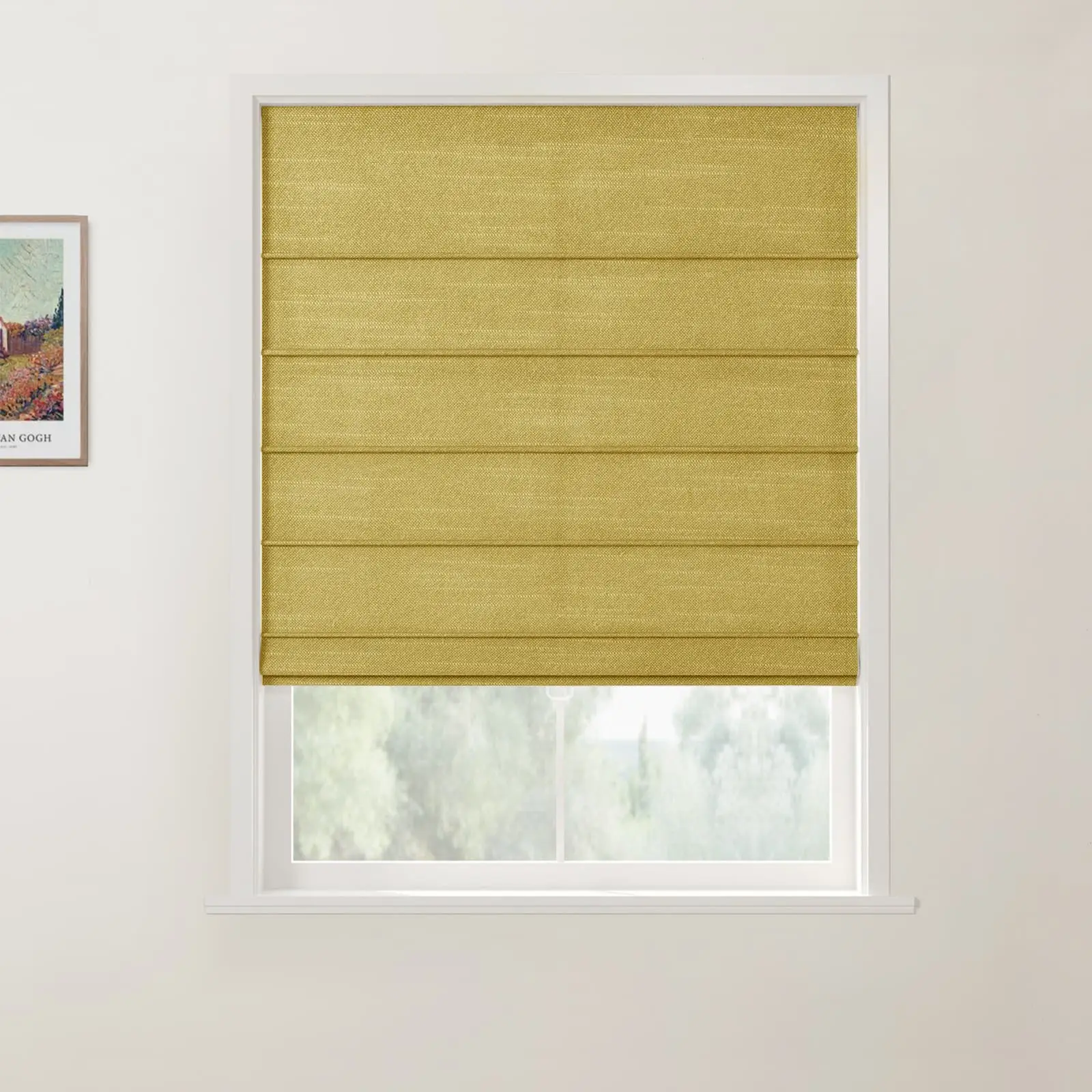 Jawara Linen Cotton Front Slat Roman Shade Cordless - Image 21