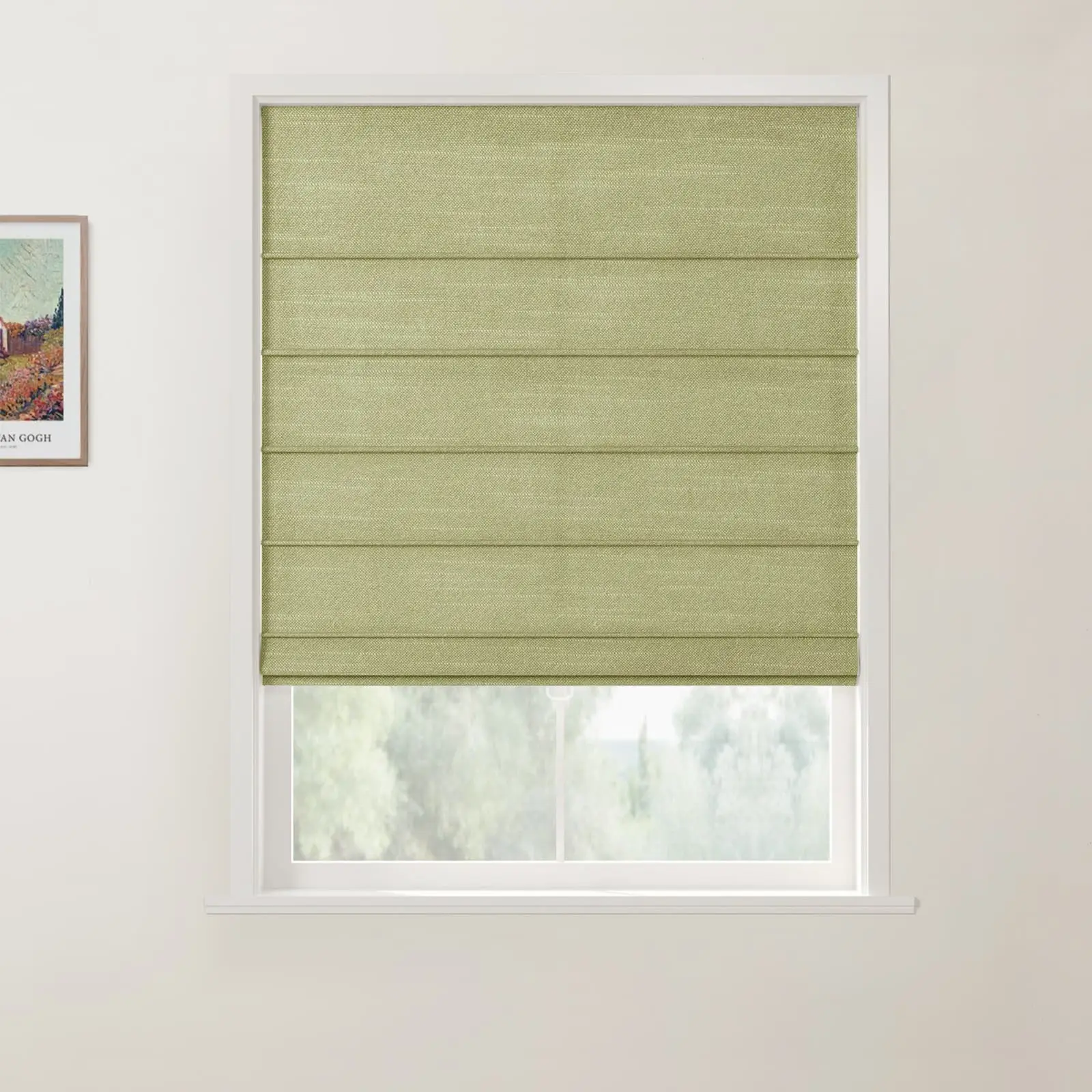 Jawara Linen Cotton Front Slat Roman Shade Cordless - Image 22