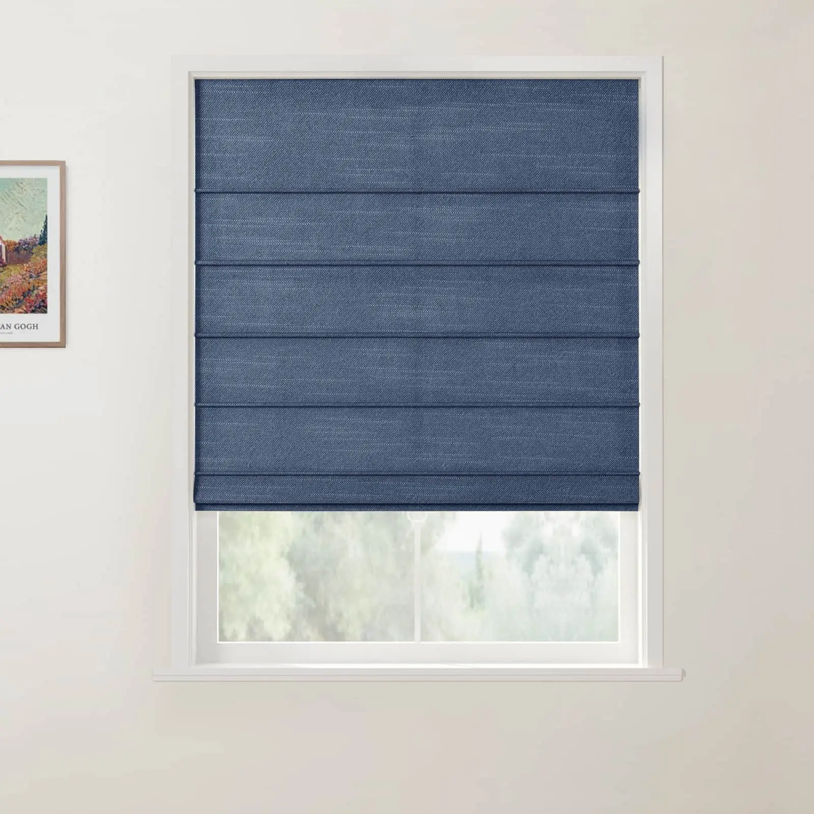 Jawara Linen Cotton Front Slat Roman Shade Cordless - Image 26