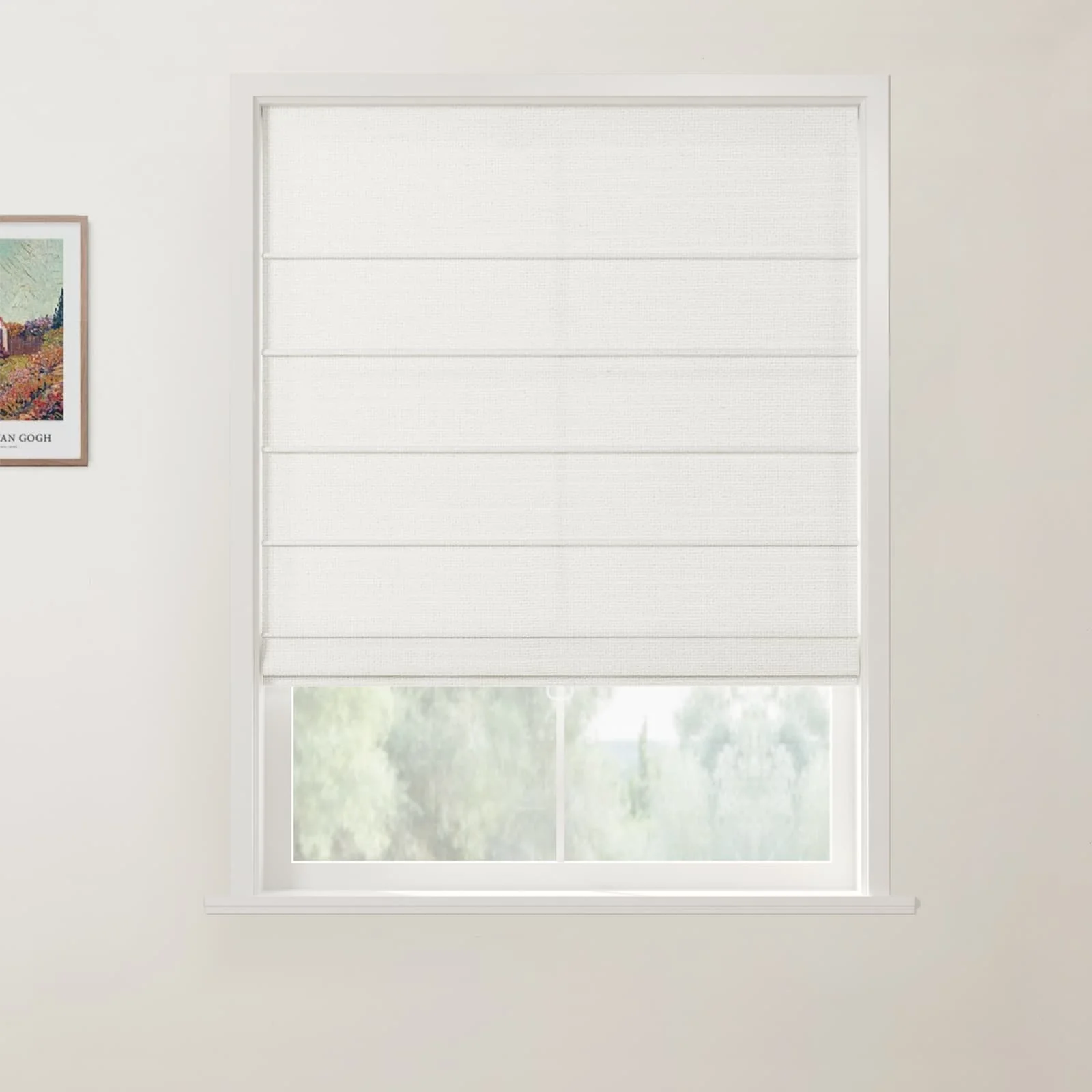 Jawara Linen Cotton Front Slat Roman Shade Cordless - Image 3
