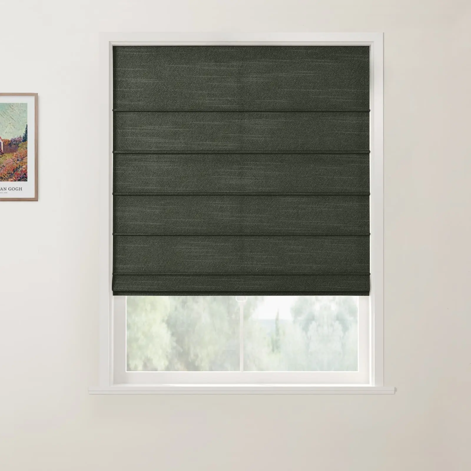 Jawara Linen Cotton Front Slat Roman Shade Cordless - Image 30