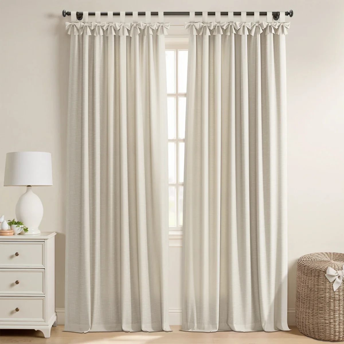Jawara Linen Cotton Tie Top Bow Curtain - Image 26