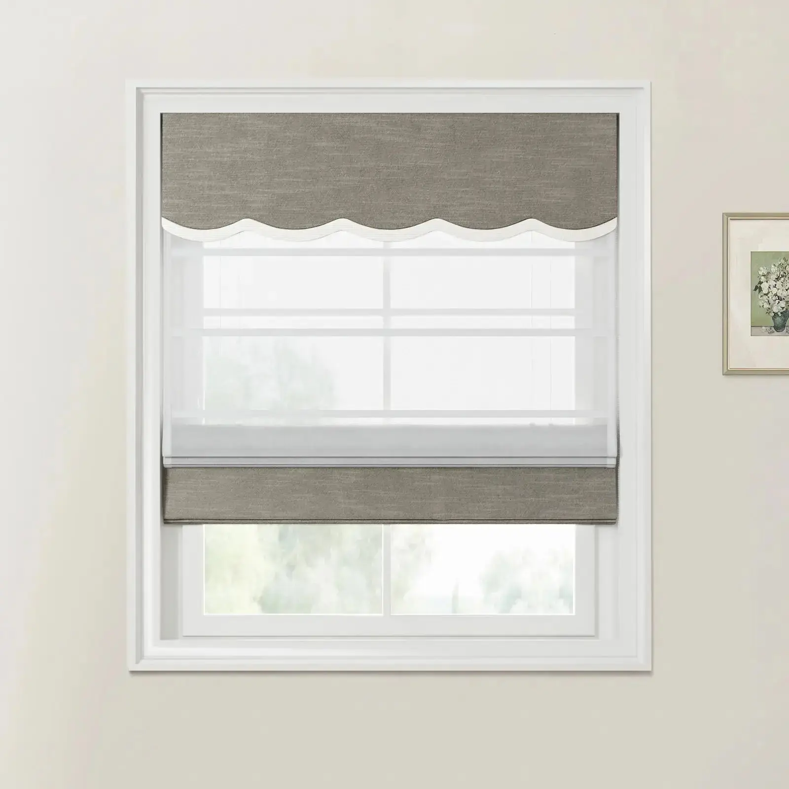 Jawara Linen Cotton Valanced Day Night Roman Shade Cord Lift - Image 20