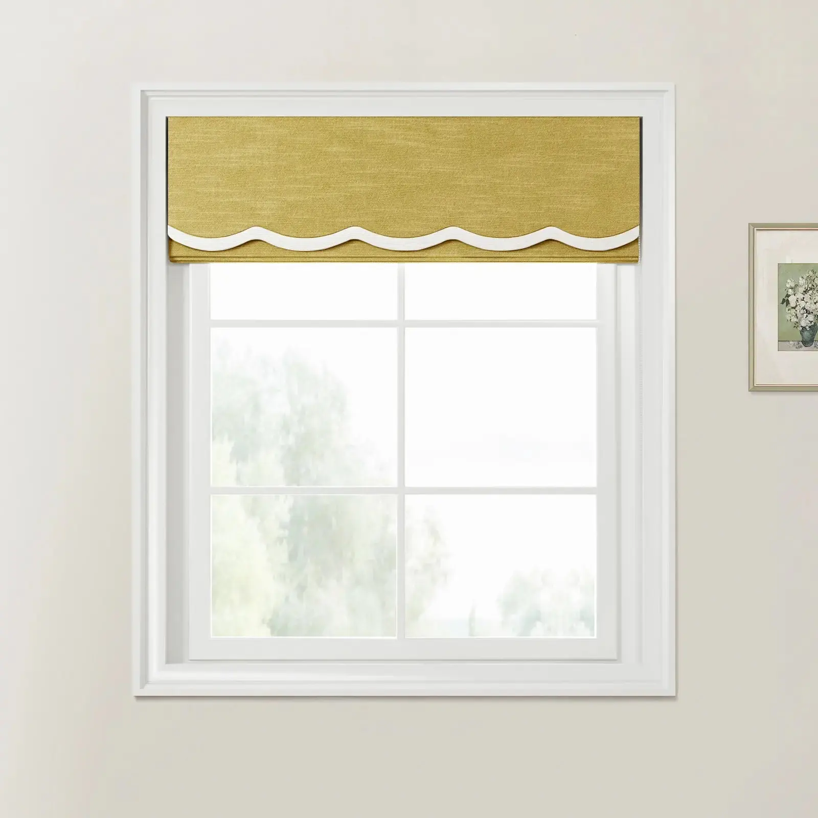 Jawara Linen Cotton Valanced Day Night Roman Shade Cord Lift - Image 45