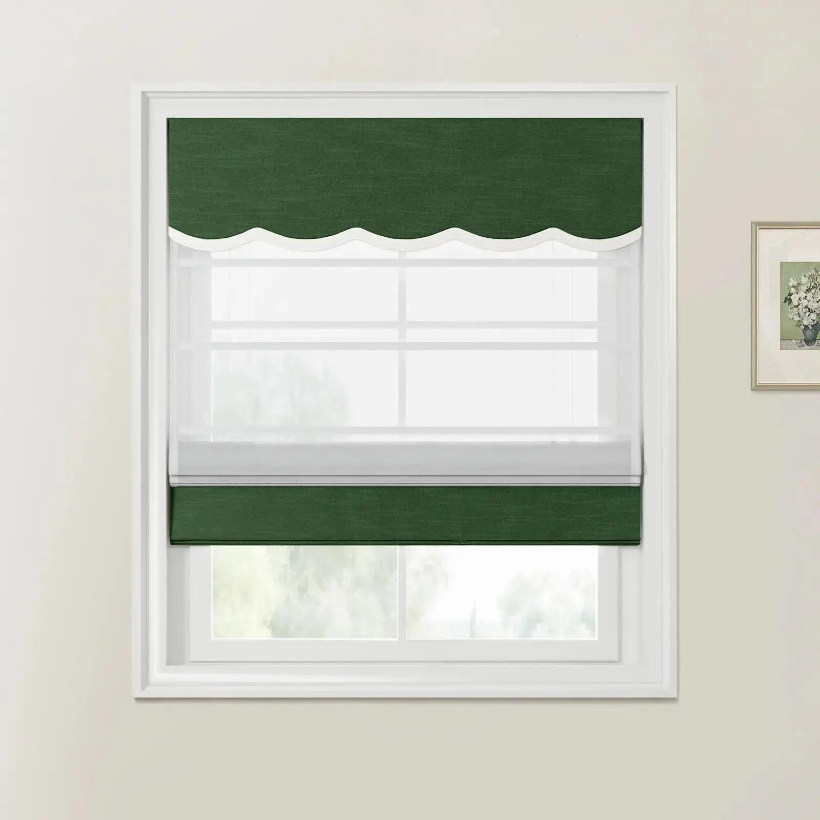 Jawara Linen Cotton Valanced Day Night Roman Shade Cord Lift - Image 50