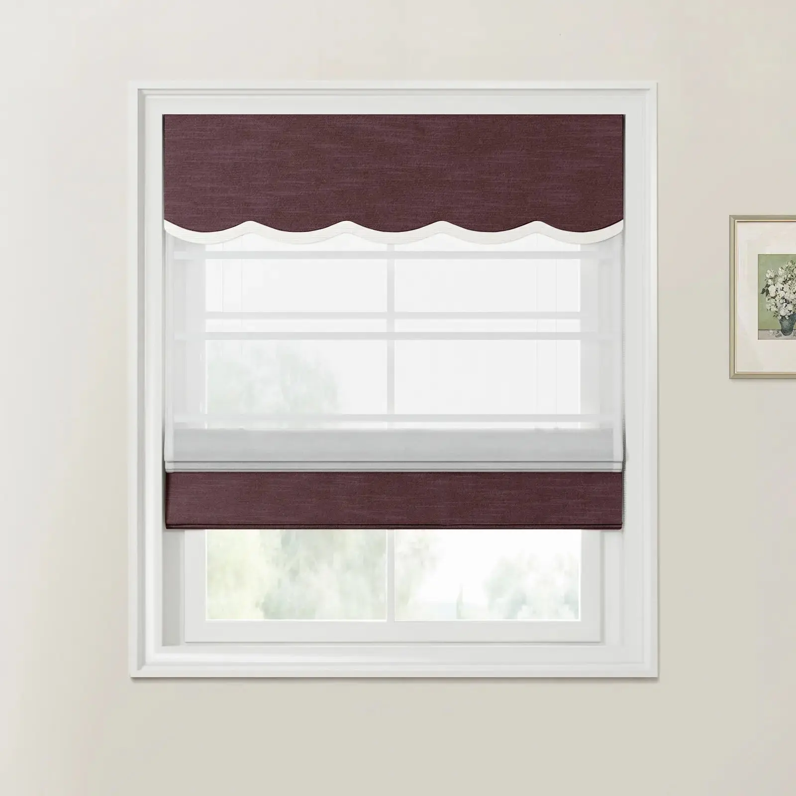 Jawara Linen Cotton Valanced Day Night Roman Shade Cord Lift - Image 56