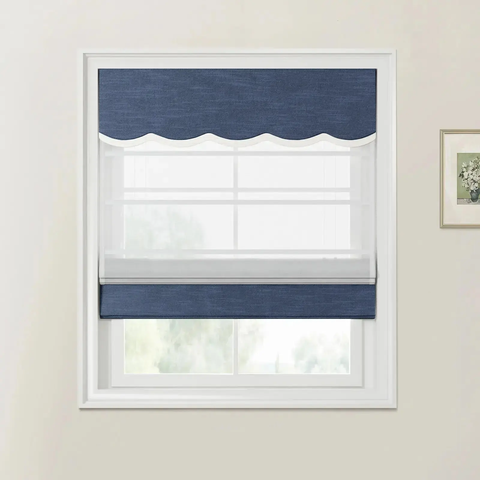 Jawara Linen Cotton Valanced Day Night Roman Shade Cord Lift - Image 59