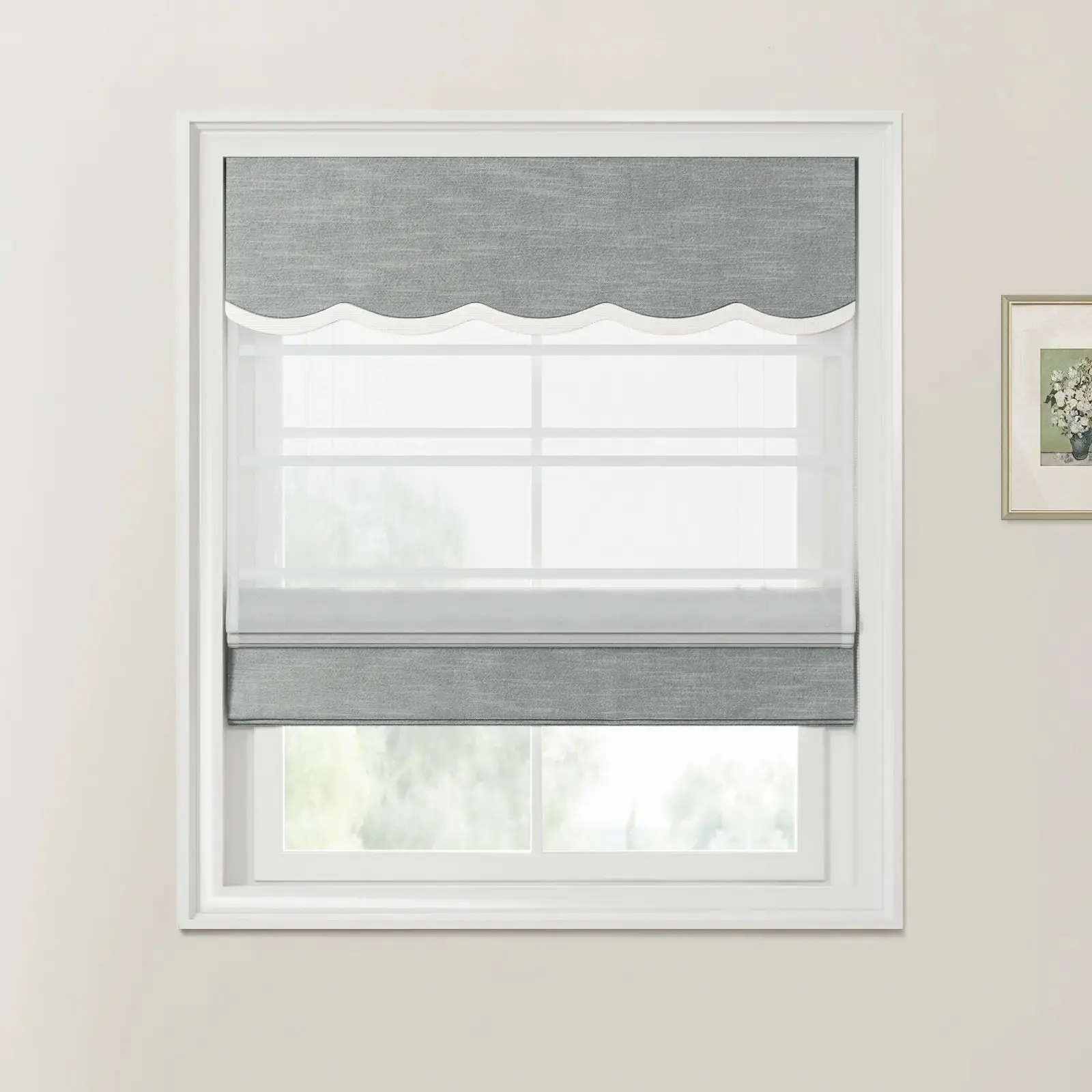 Jawara Linen Cotton Valanced Day Night Roman Shade Cord Lift - Image 62