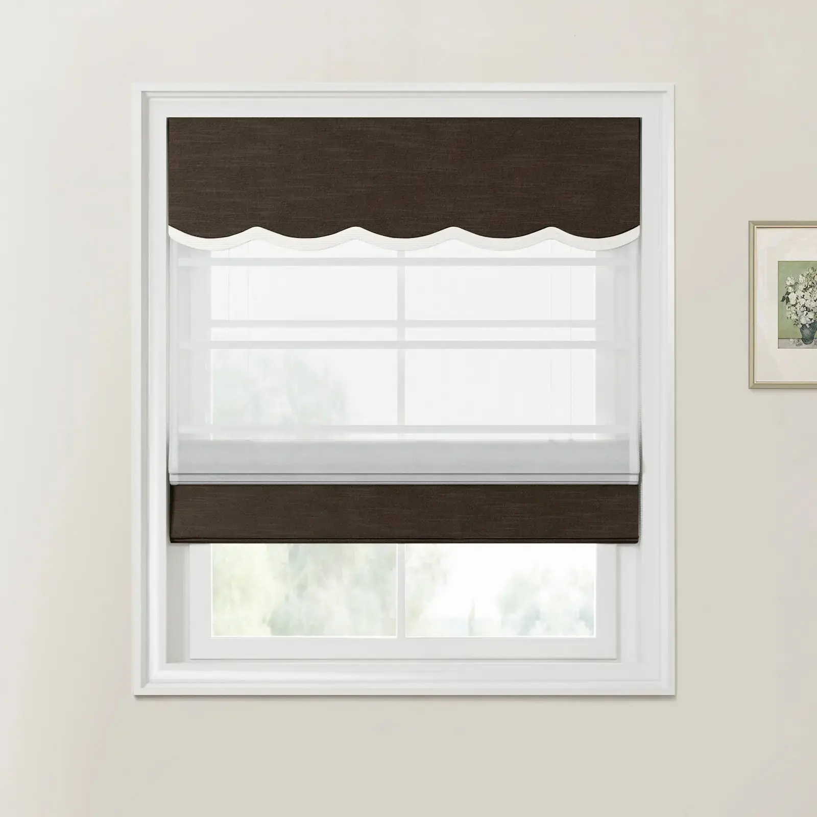 Jawara Linen Cotton Valanced Day Night Roman Shade Cord Lift - Image 68