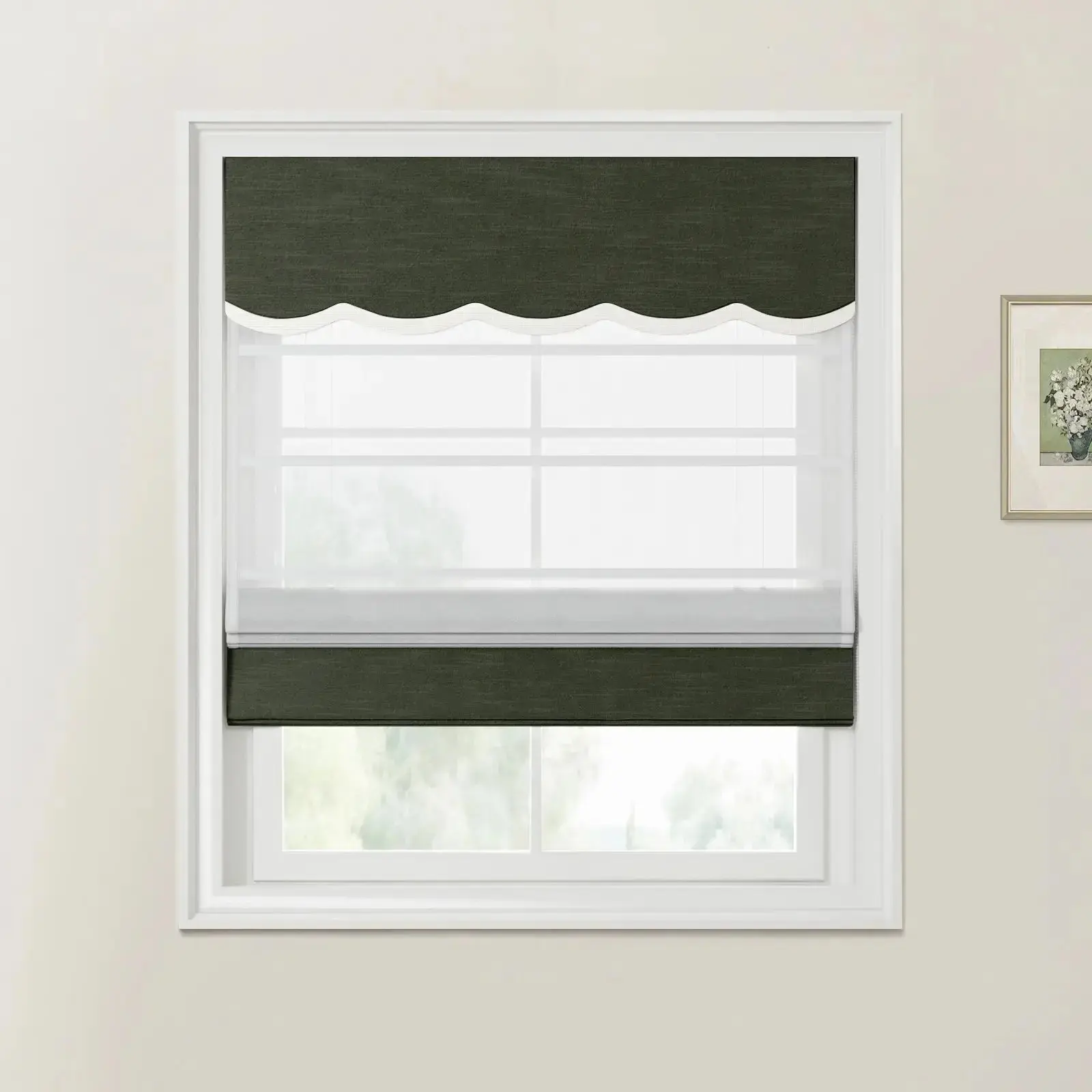 Jawara Linen Cotton Valanced Day Night Roman Shade Cord Lift - Image 71