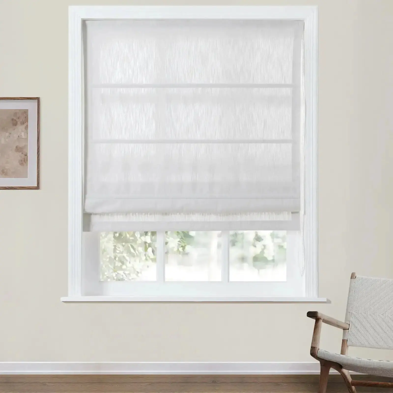 TWOPAGES Joy 100% European Flax Linen Sheer Roman Shade Cordless