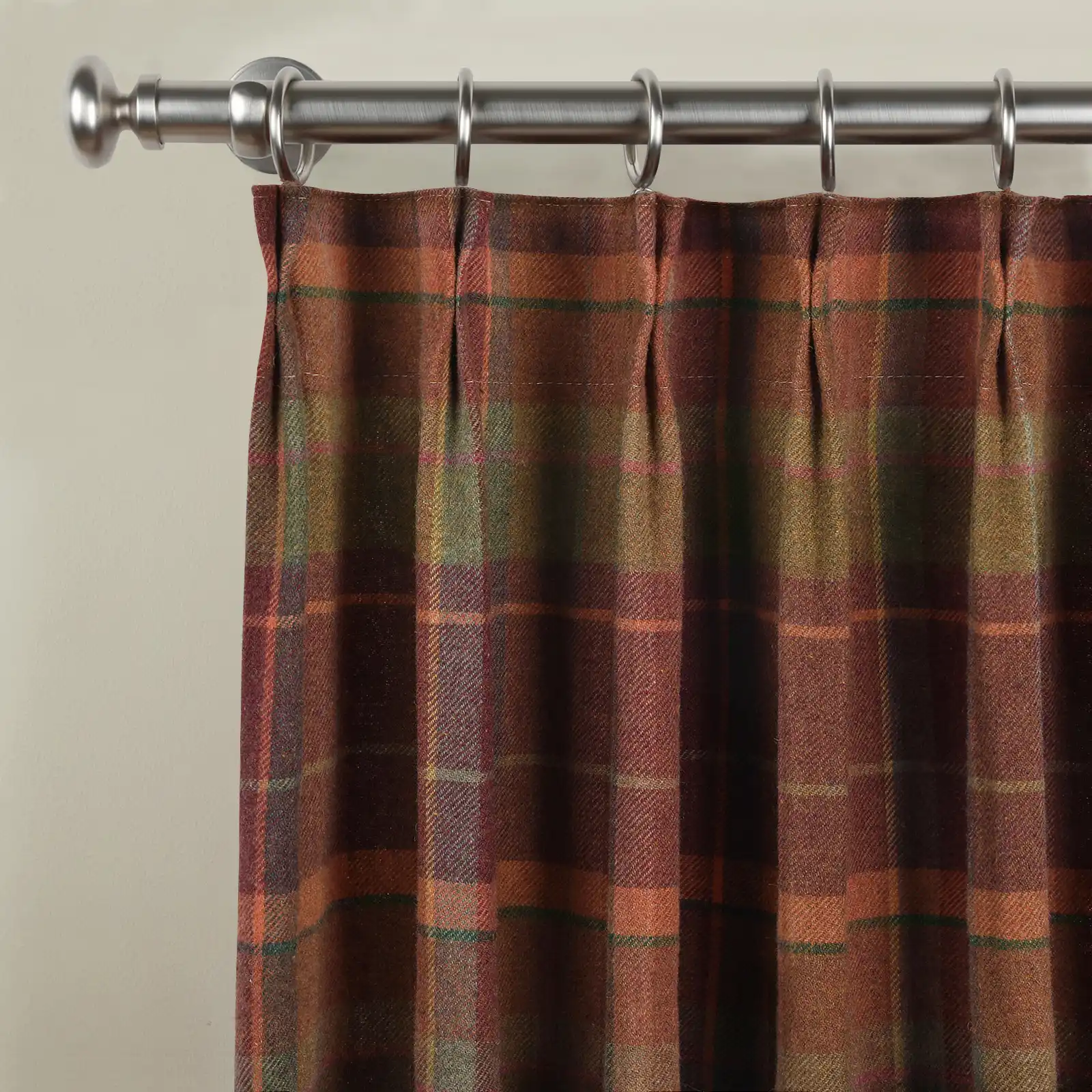 Karin Plaid Pure Wool Thermal Curtain Pleated - Image 20