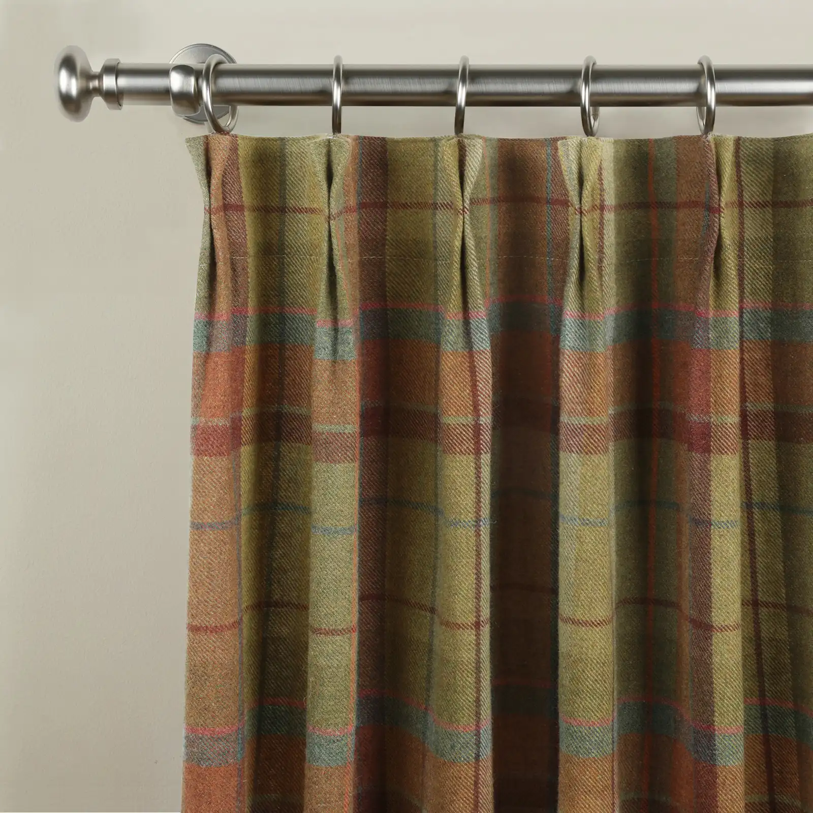 Karin Plaid Pure Wool Thermal Curtain Pleated - Image 4