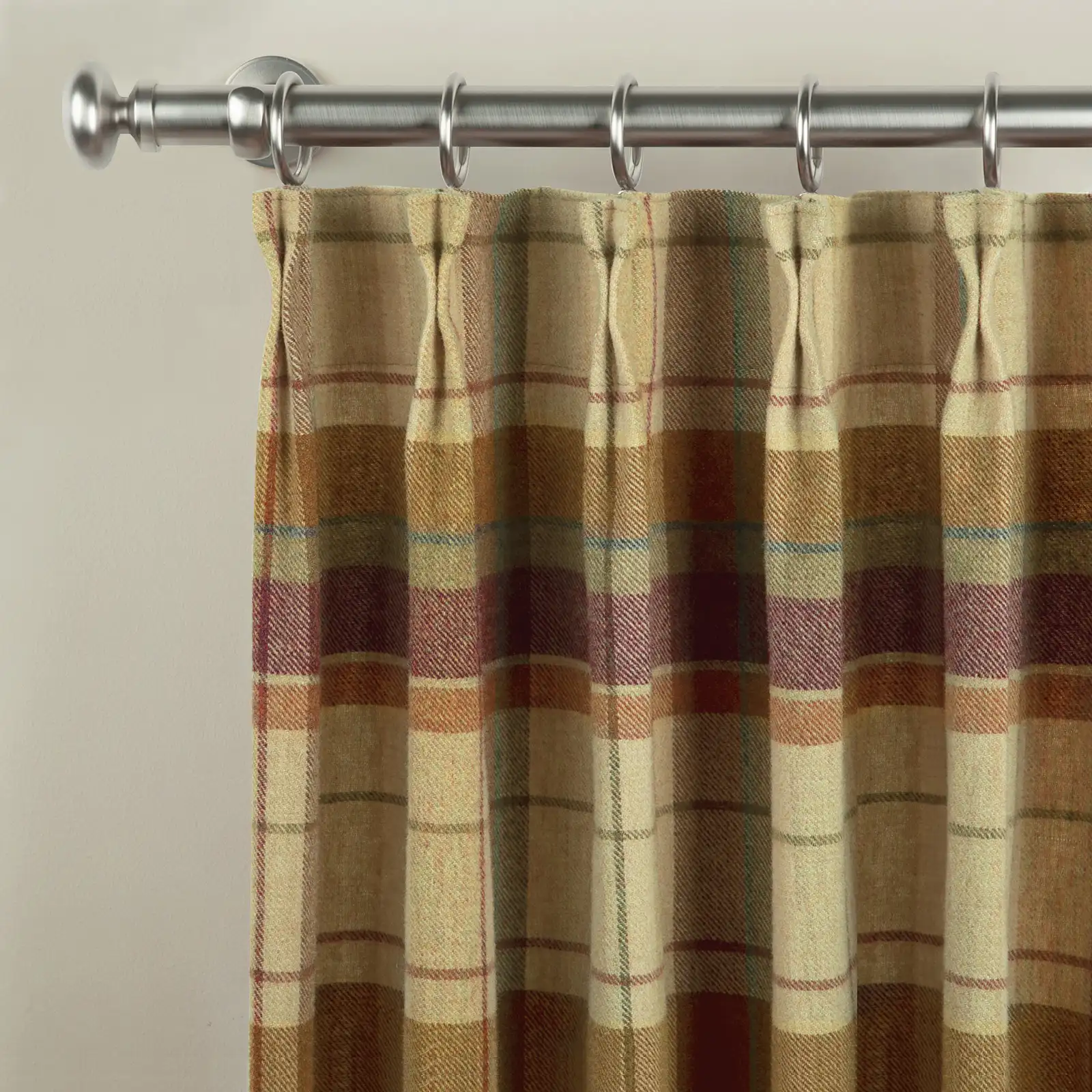 Karin Plaid Pure Wool Thermal Curtain Pleated - Image 8