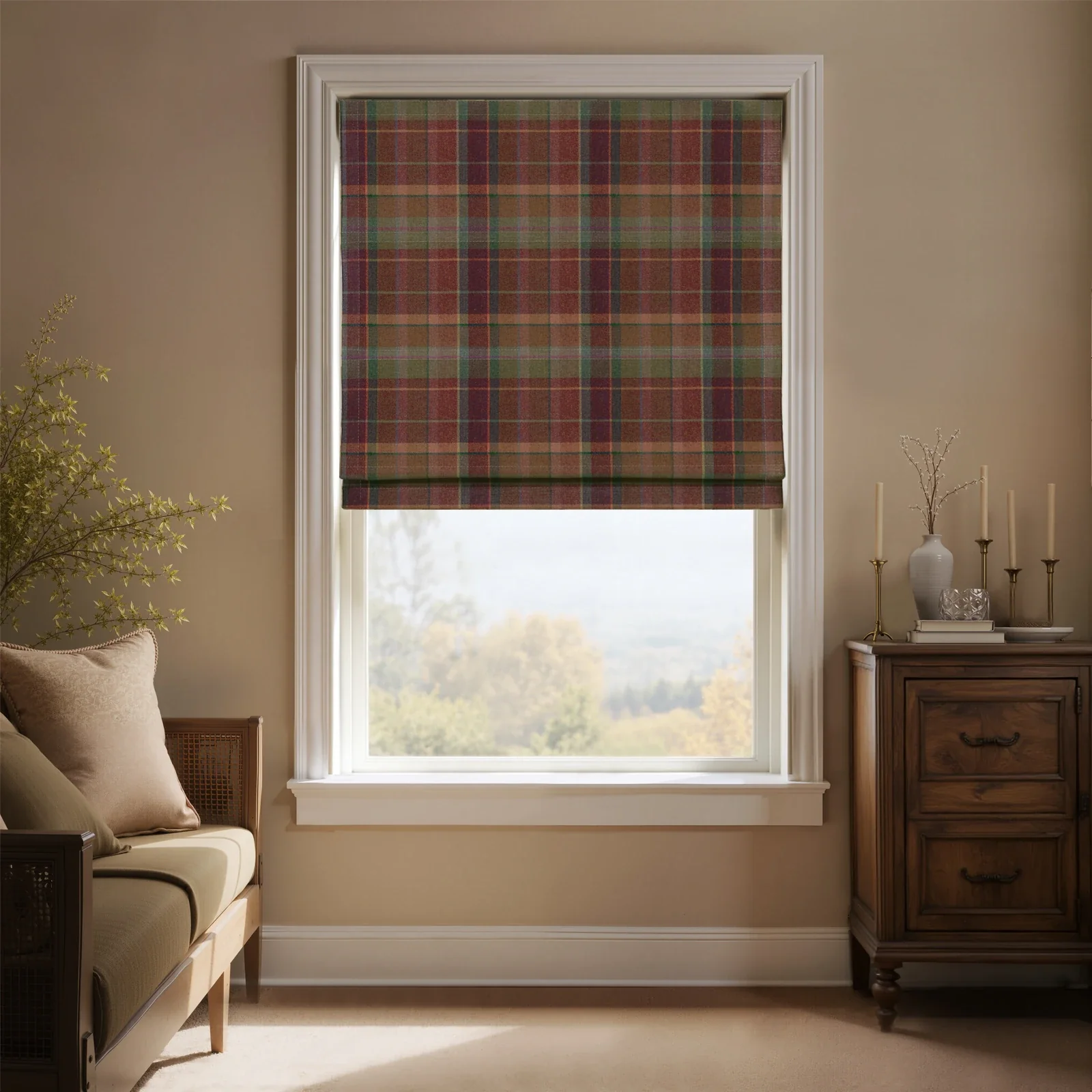 Karin Plaid Pure Wool Thermal Roman Shade Cordless - Image 25