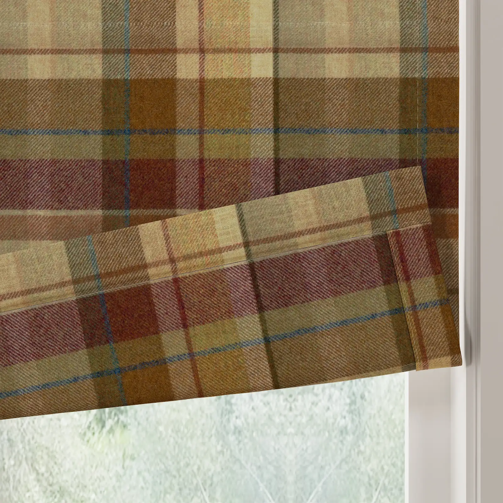 Karin Plaid Pure Wool Thermal Roman Shade Cordless - Image 3