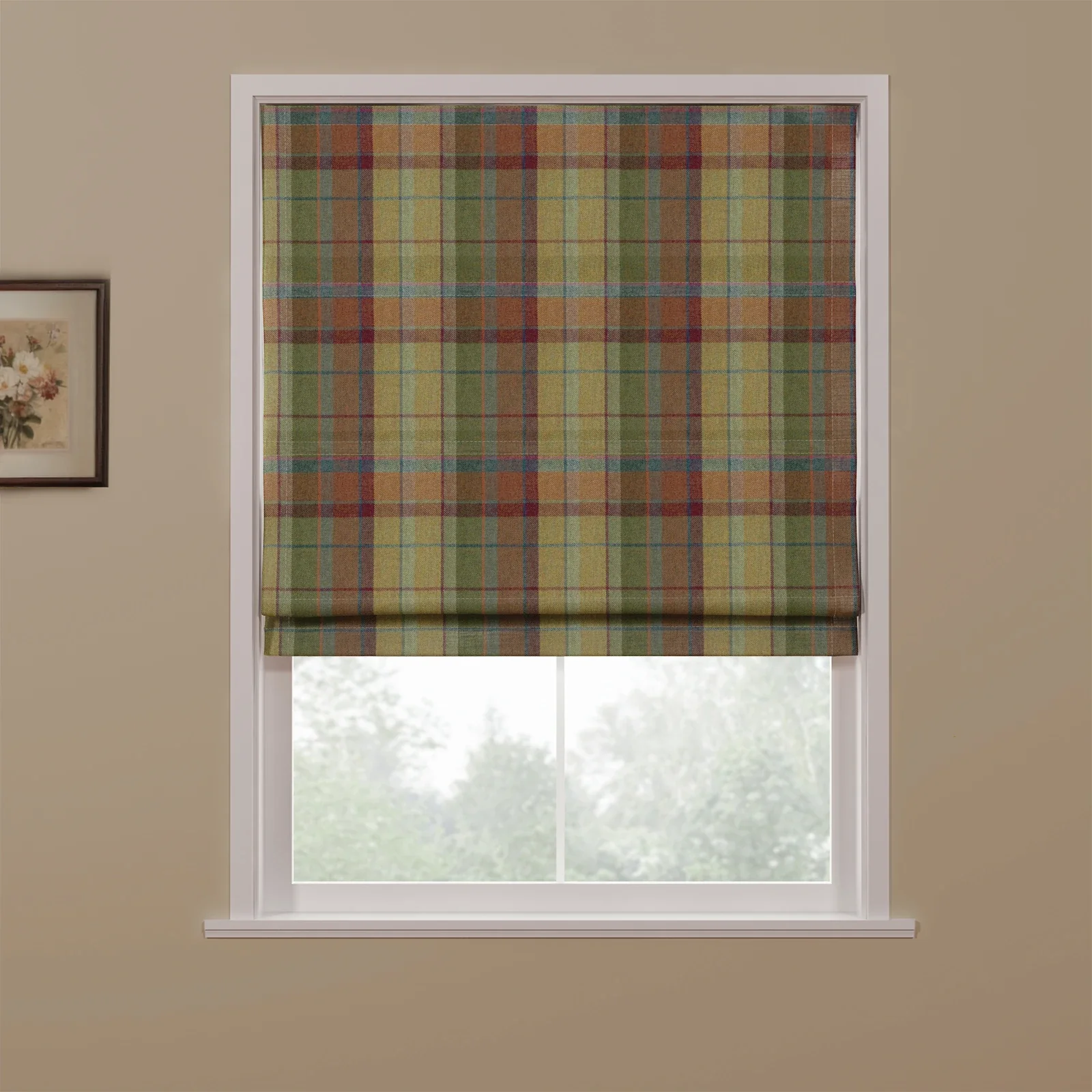 Karin Plaid Pure Wool Thermal Roman Shade Cordless - Image 8