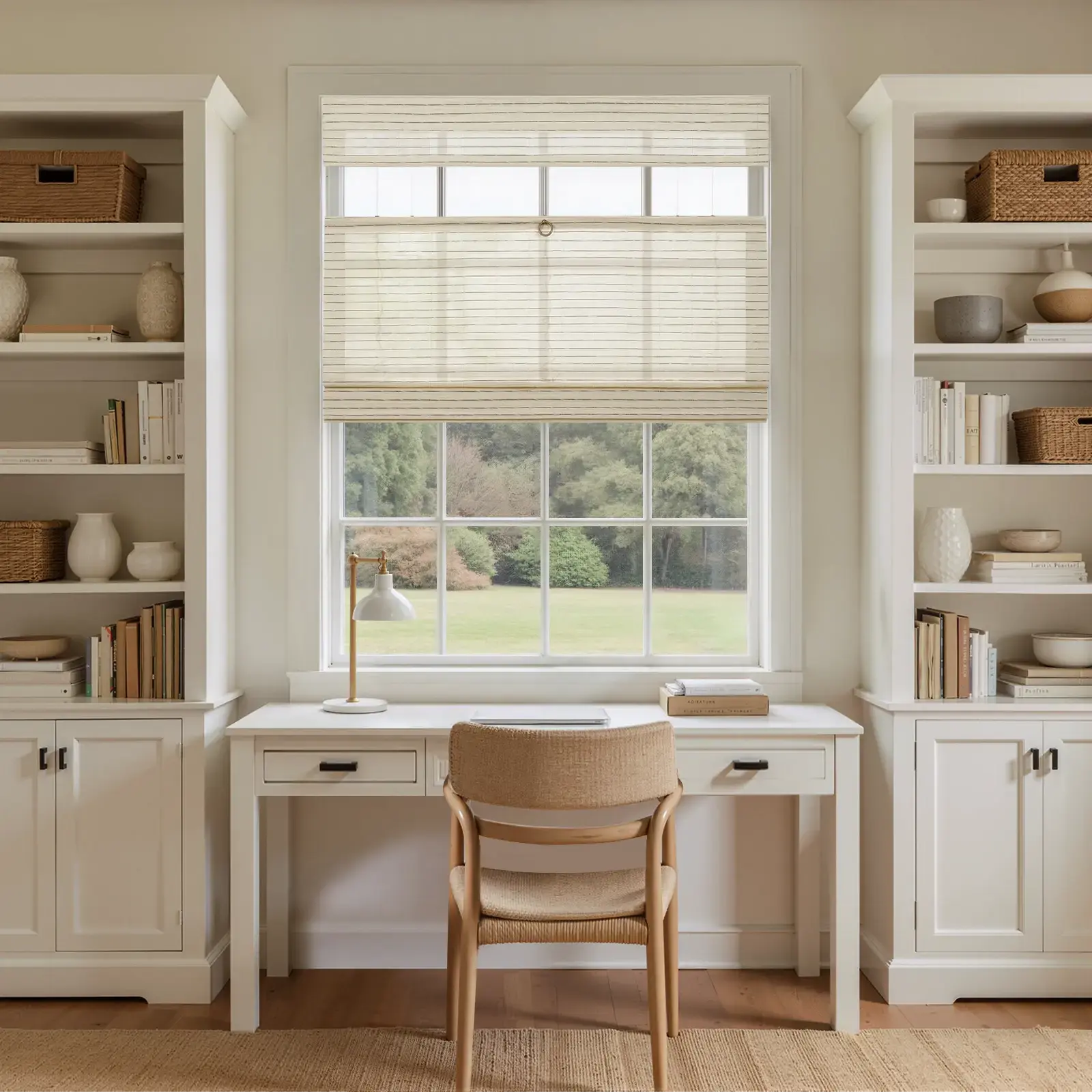 Lay Top Down Bottom Up Woven Wood Shade Cordless