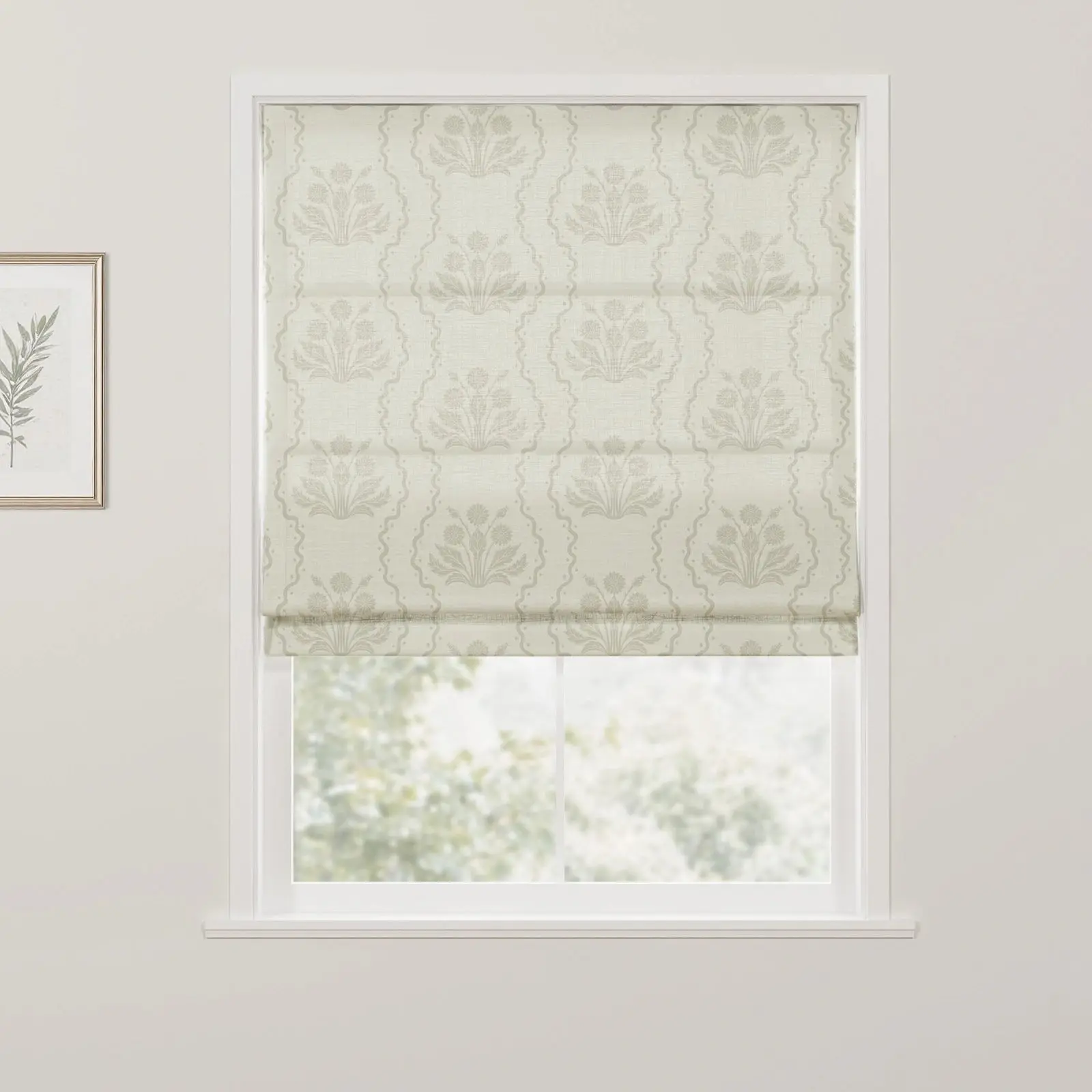 Leah Berin Dandelion Blockprint Cotton Roman Shade Cordless - Image 11