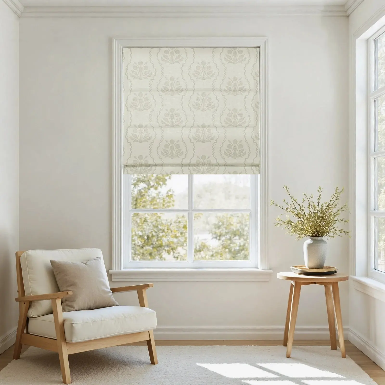 Leah Berin Dandelion Blockprint Cotton Roman Shade Cordless - Image 12