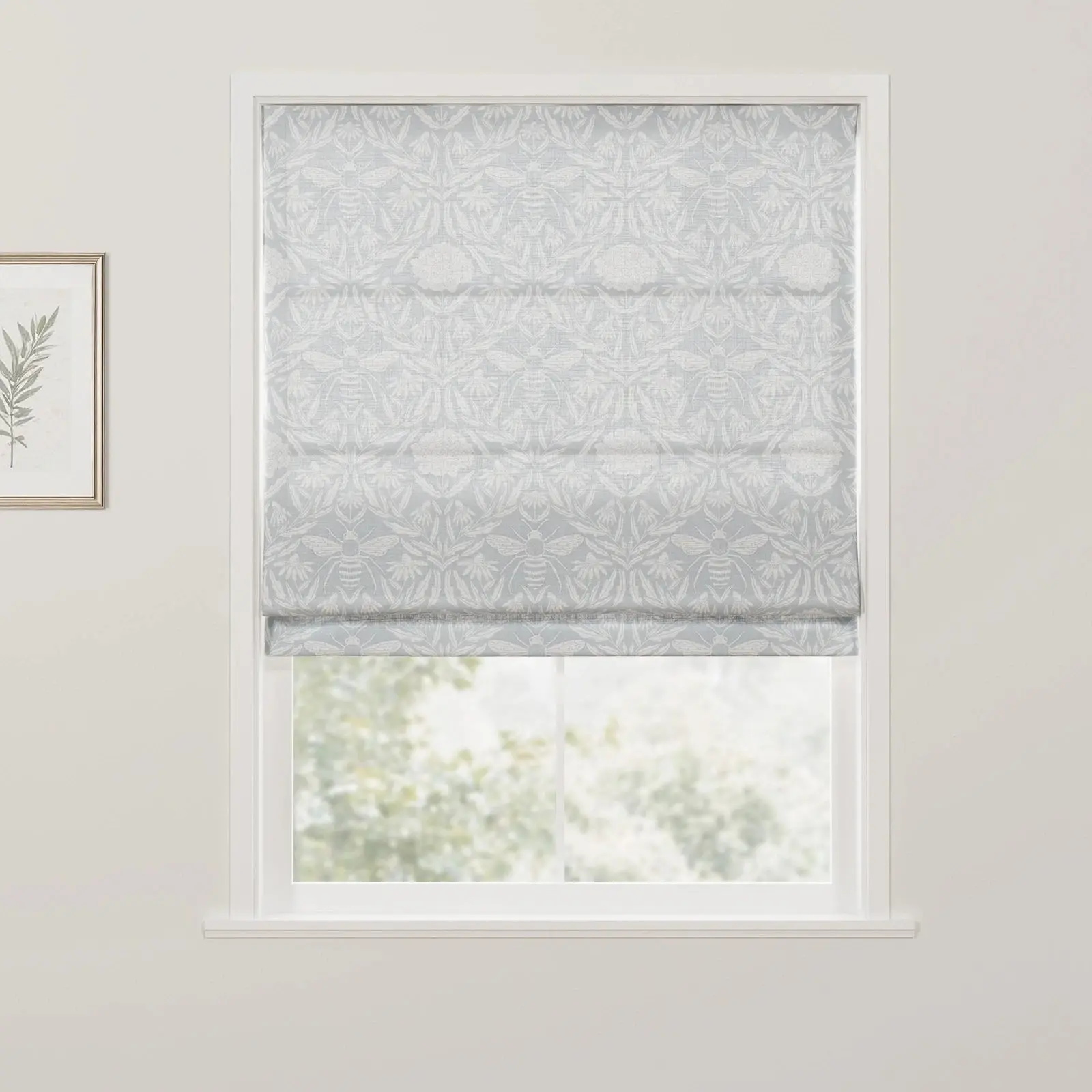Leah Berin Dandelion Blockprint Cotton Roman Shade Cordless - Image 2