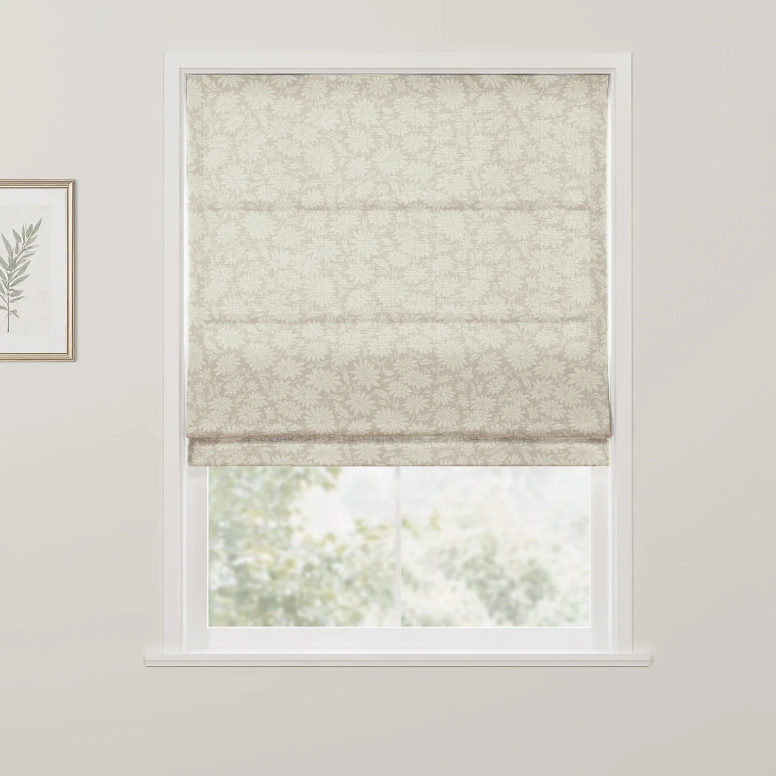 Leah Berin Dandelion Blockprint Cotton Roman Shade Cordless - Image 3
