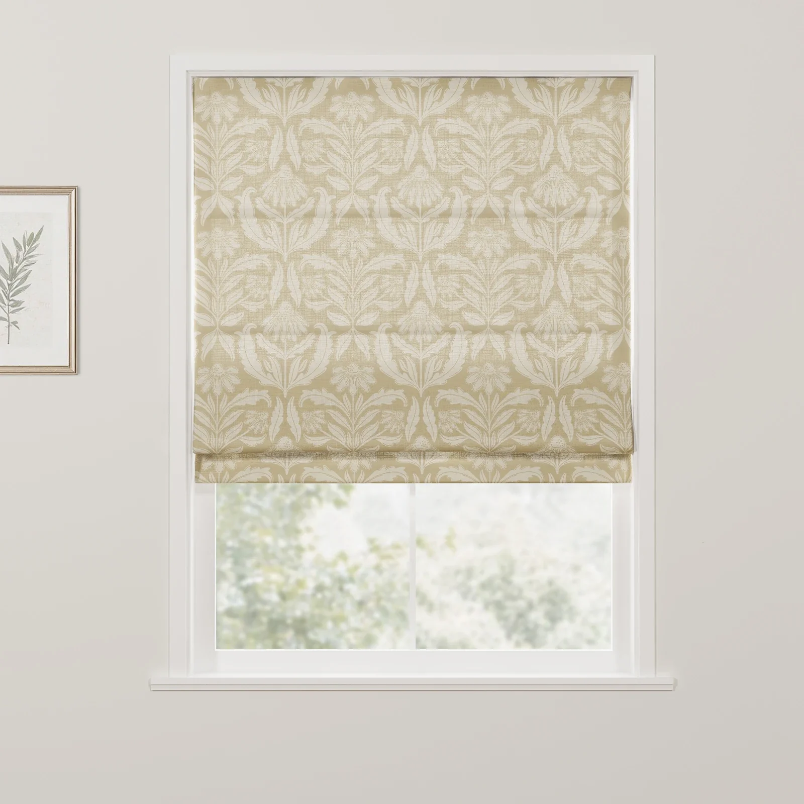 Leah Berin Dandelion Blockprint Cotton Roman Shade Cordless - Image 5