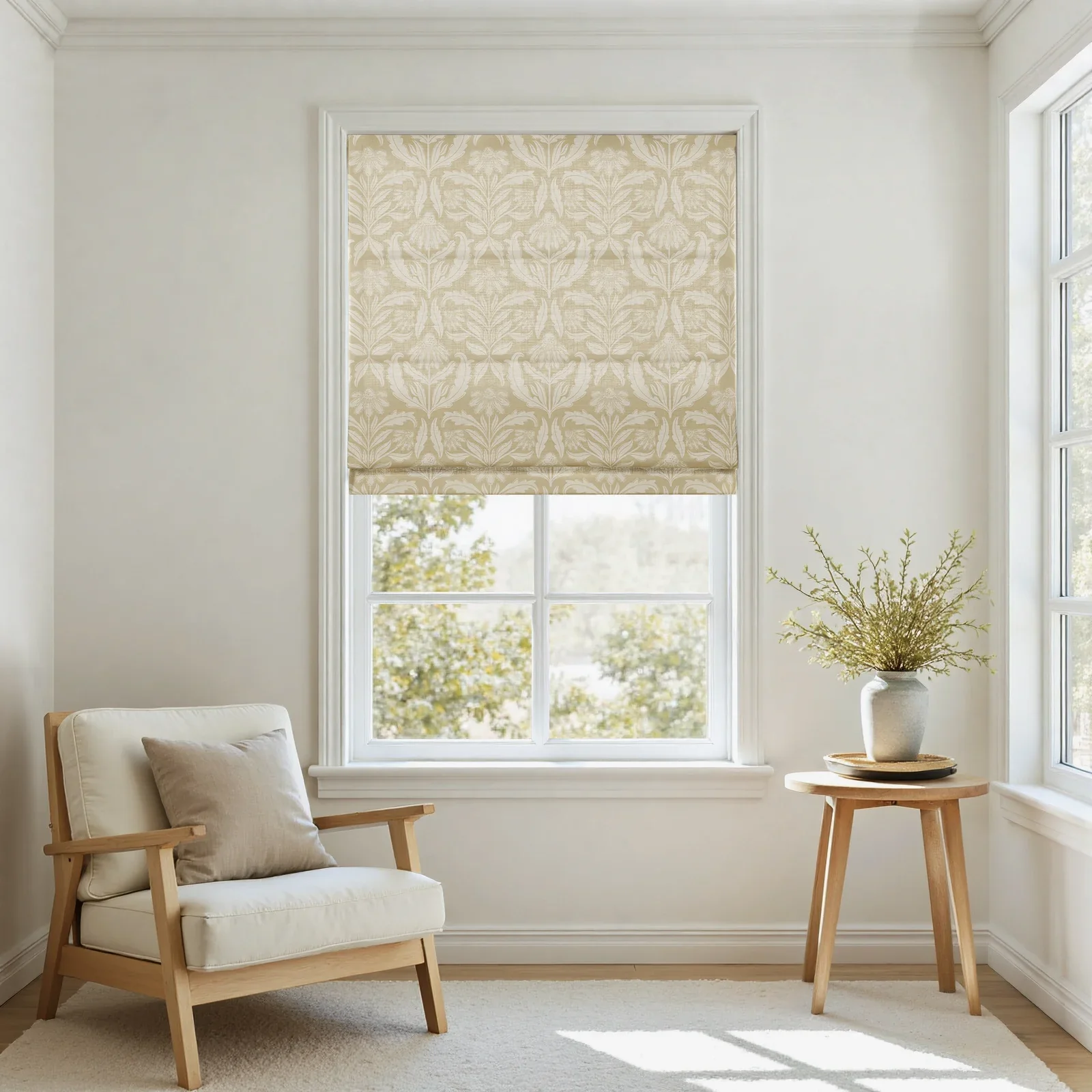 Leah Berin Dandelion Blockprint Cotton Roman Shade Cordless - Image 6