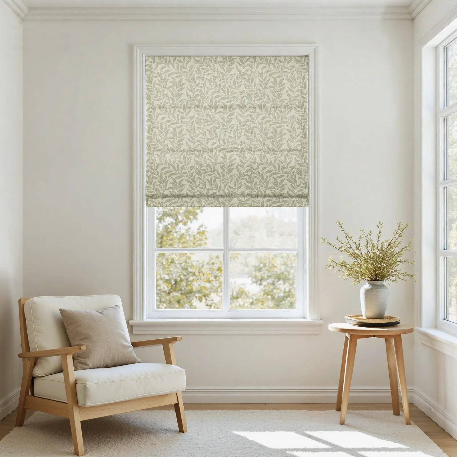 Leah Berin Dandelion Blockprint Cotton Roman Shade Cordless - Image 8