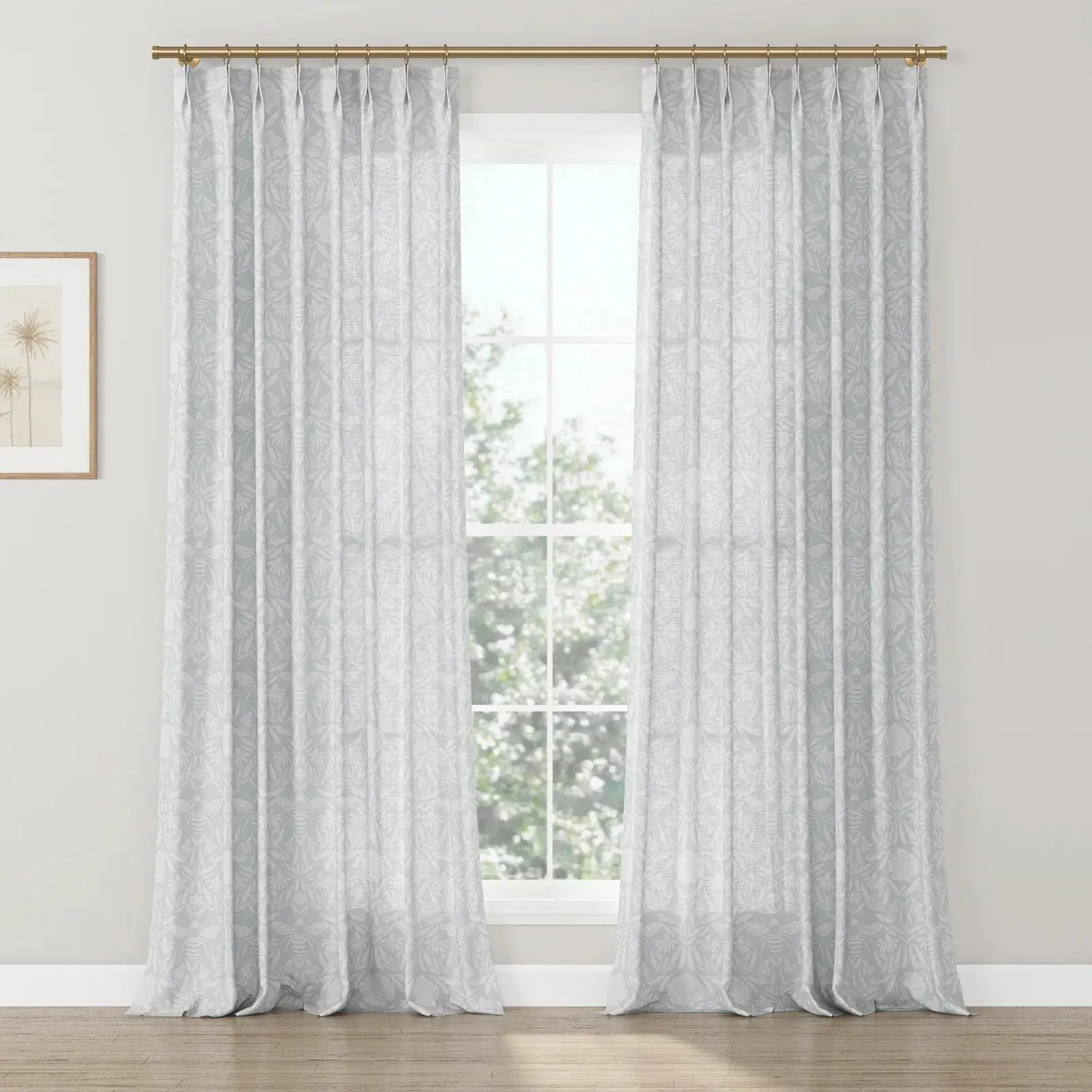 Leah Berin Garden Botanical Cotton Print Drapery Pleated - Image 11