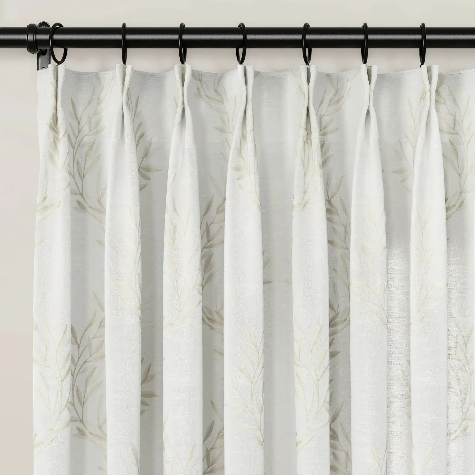 Linnea Linen Cotton Embroidered Curtain Pleated - Image 103