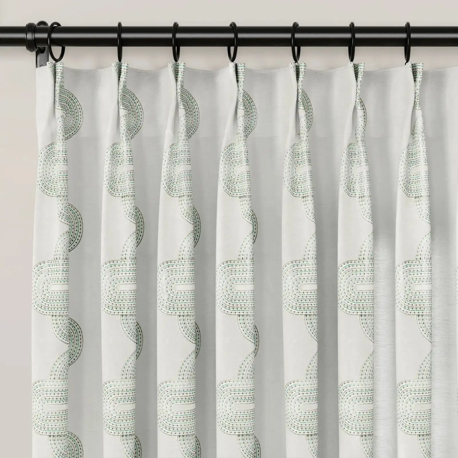 Linnea Linen Cotton Embroidered Curtain Pleated - Image 106