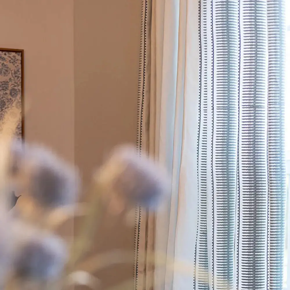 Linnea Linen Cotton Embroidered Curtain Pleated - Image 2