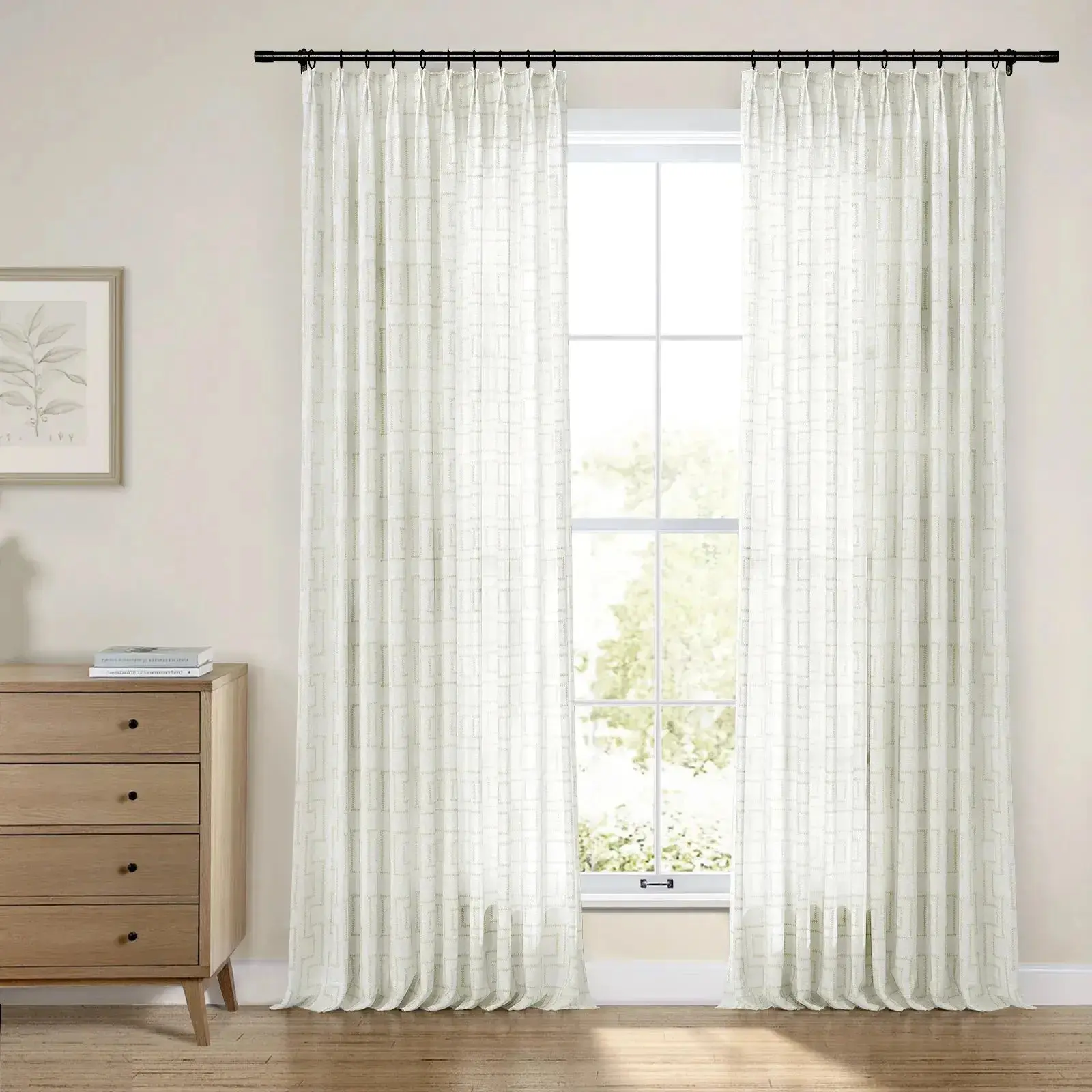 Linnea Linen Cotton Embroidered Curtain Pleated - Image 31