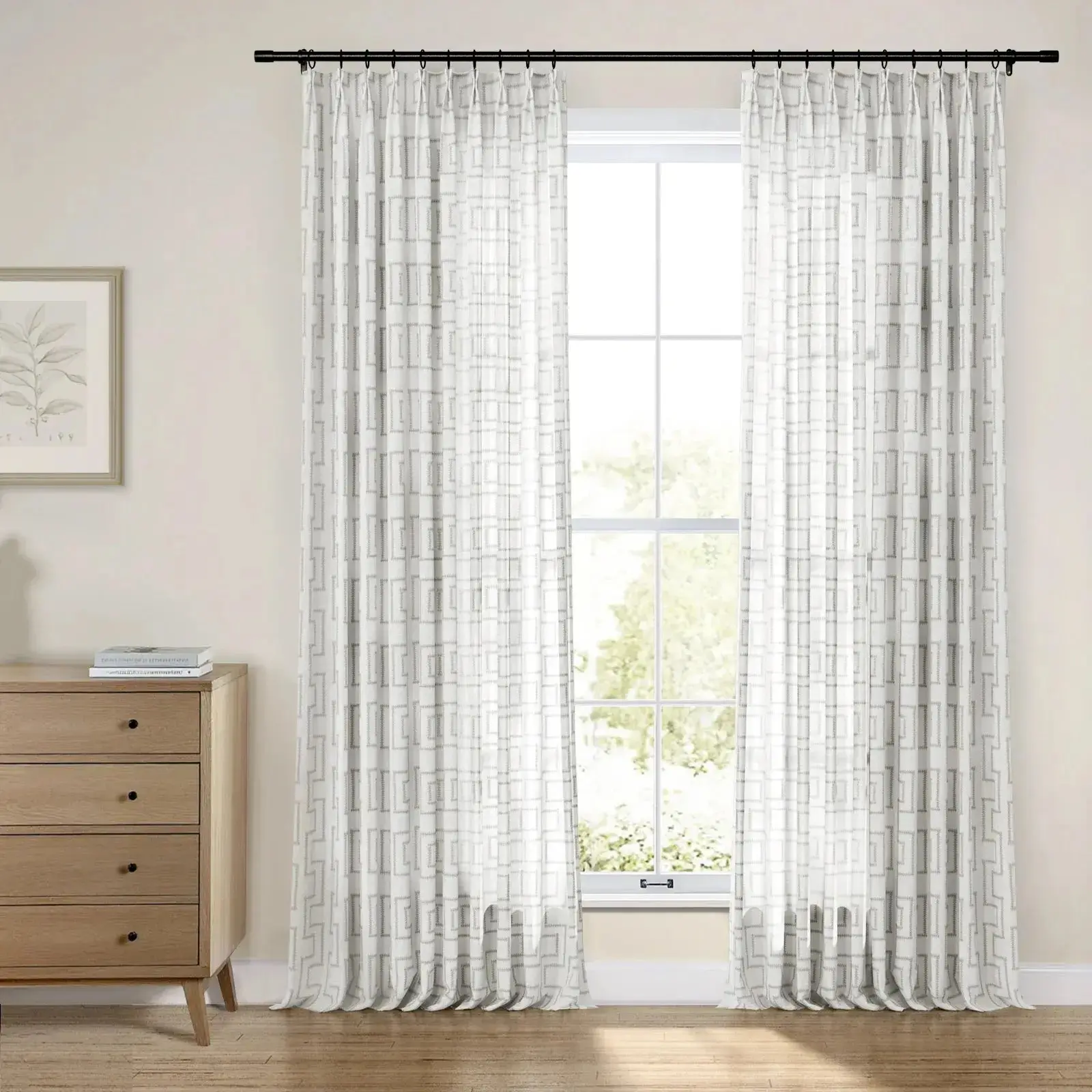 Linnea Linen Cotton Embroidered Curtain Pleated - Image 33