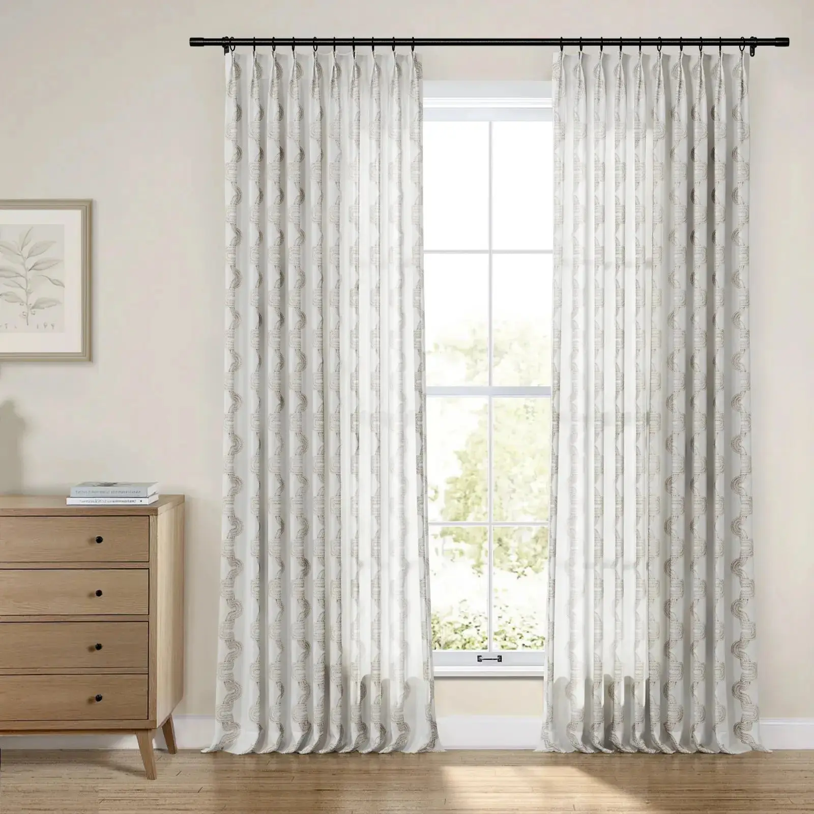 Linnea Linen Cotton Embroidered Curtain Pleated - Image 36