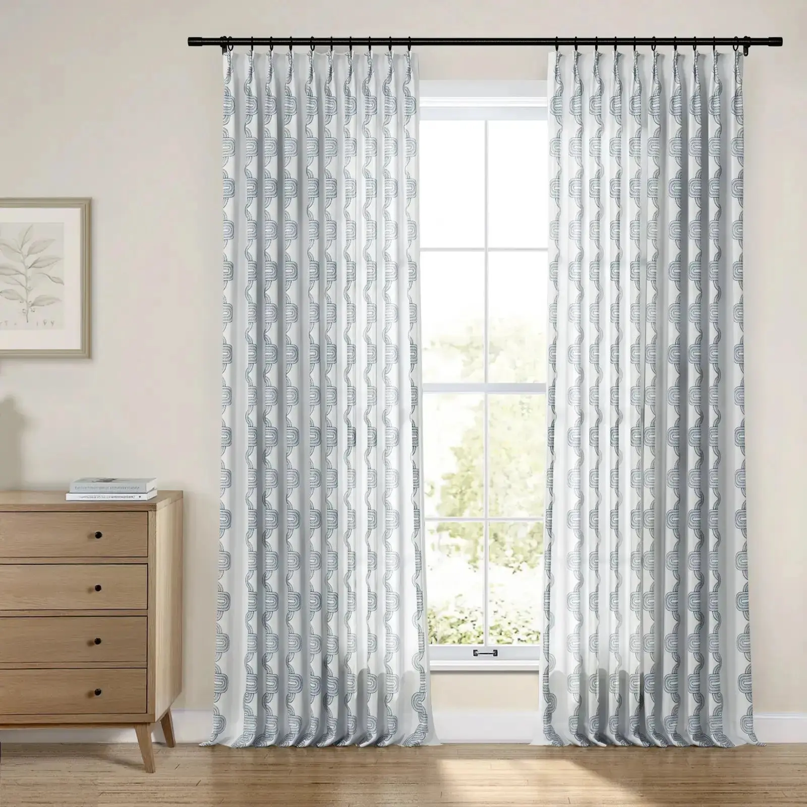 Linnea Linen Cotton Embroidered Curtain Pleated - Image 38