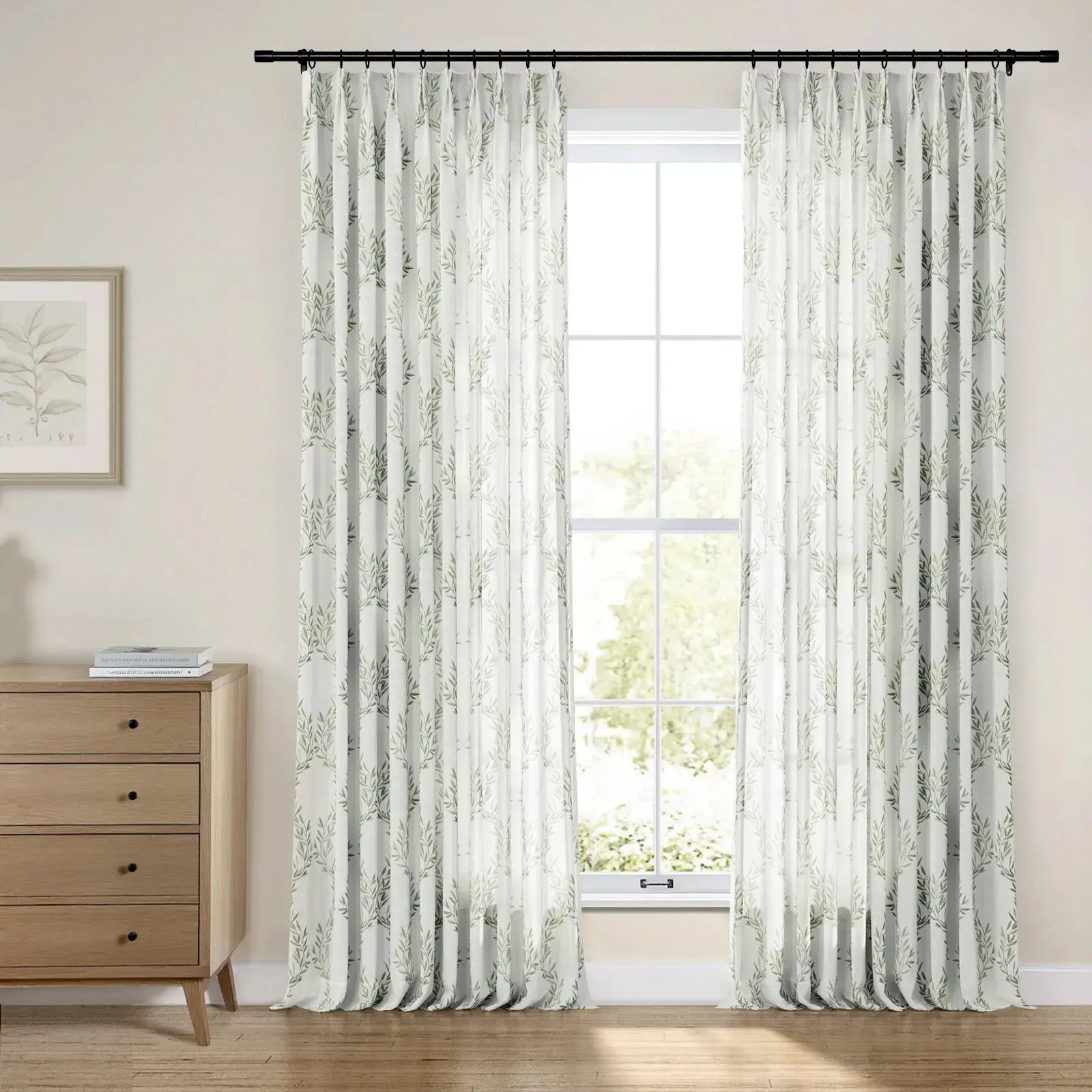 Linnea Linen Cotton Embroidered Curtain Pleated - Image 4