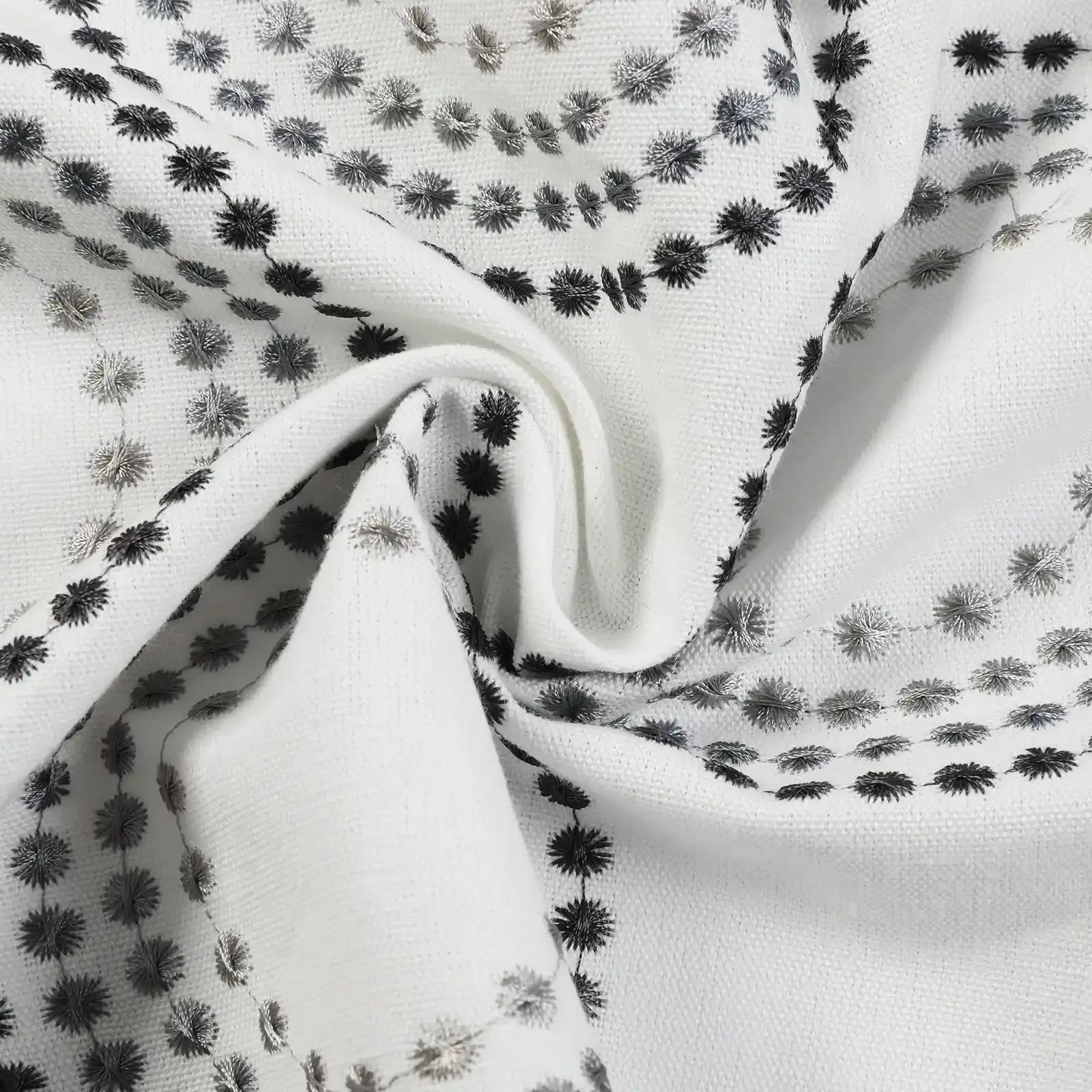 Linnea Linen Cotton Embroidered Curtain Pleated - Image 41